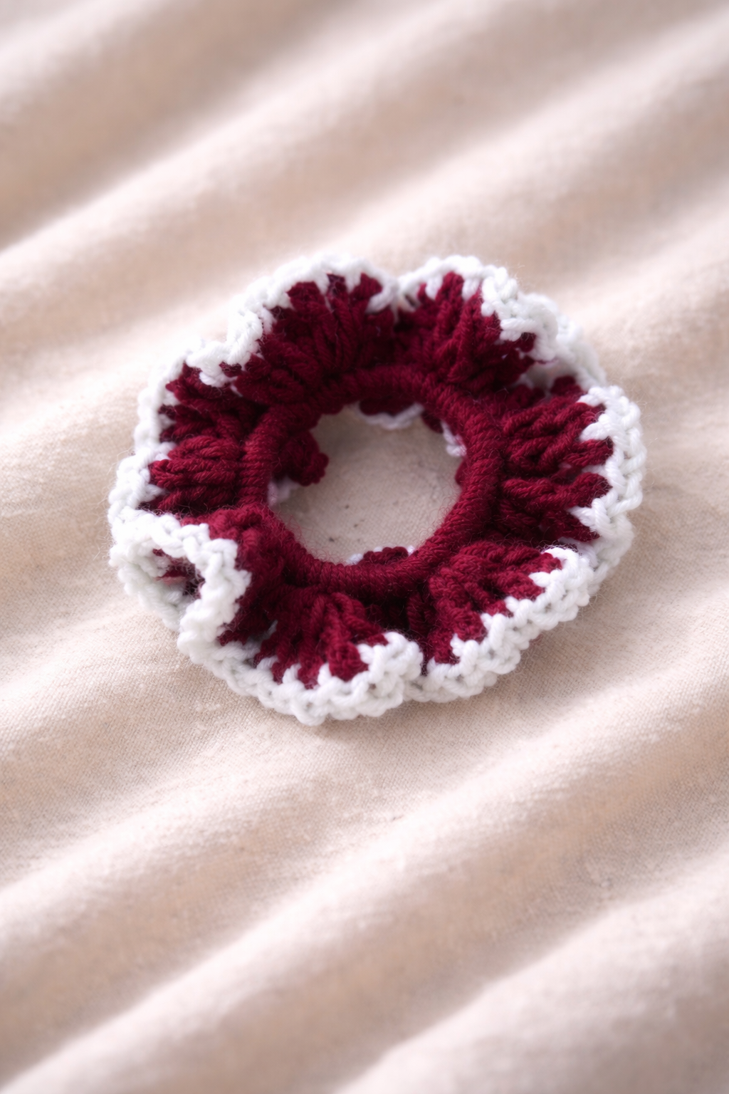 Scrunchies (maroon n white)