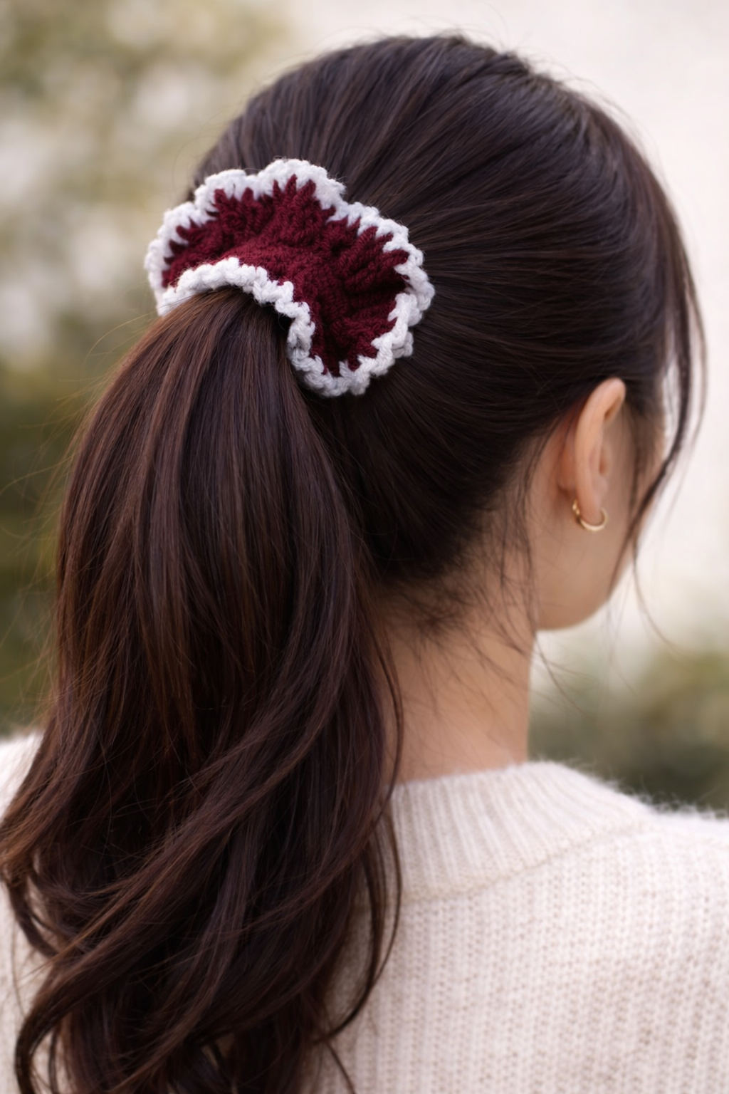 Scrunchies (maroon n white) image 2