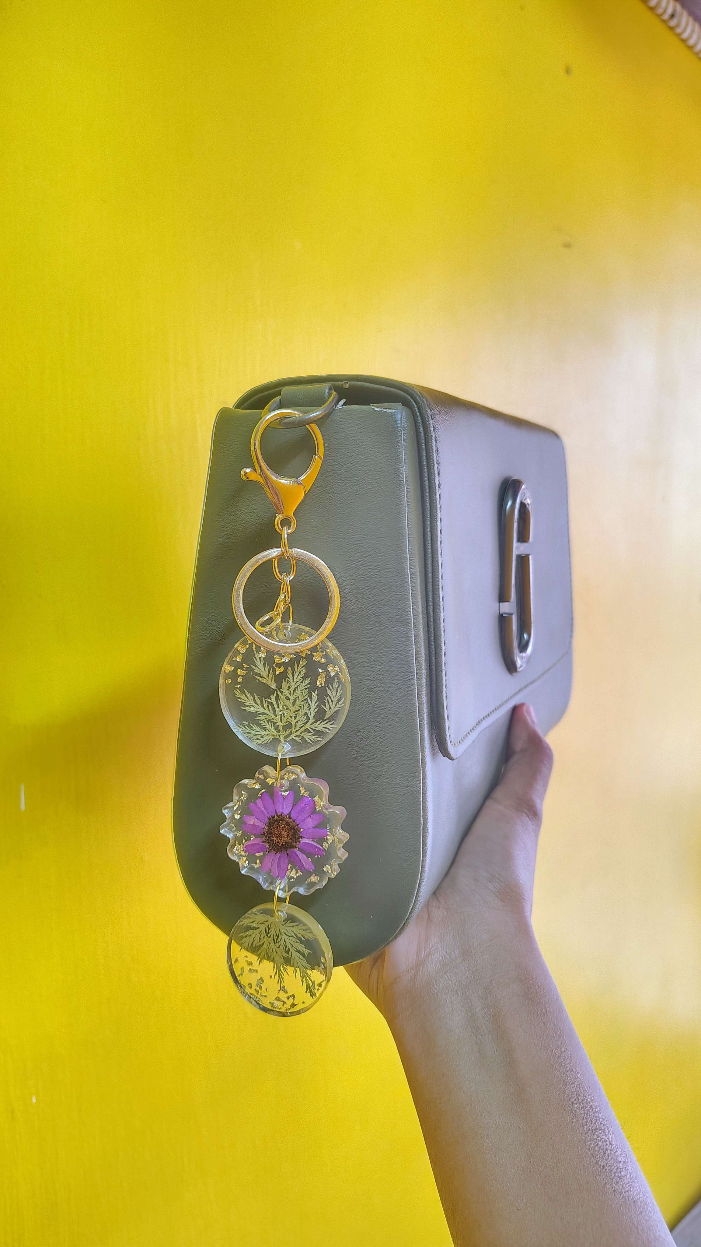 3 layer floral keychain
