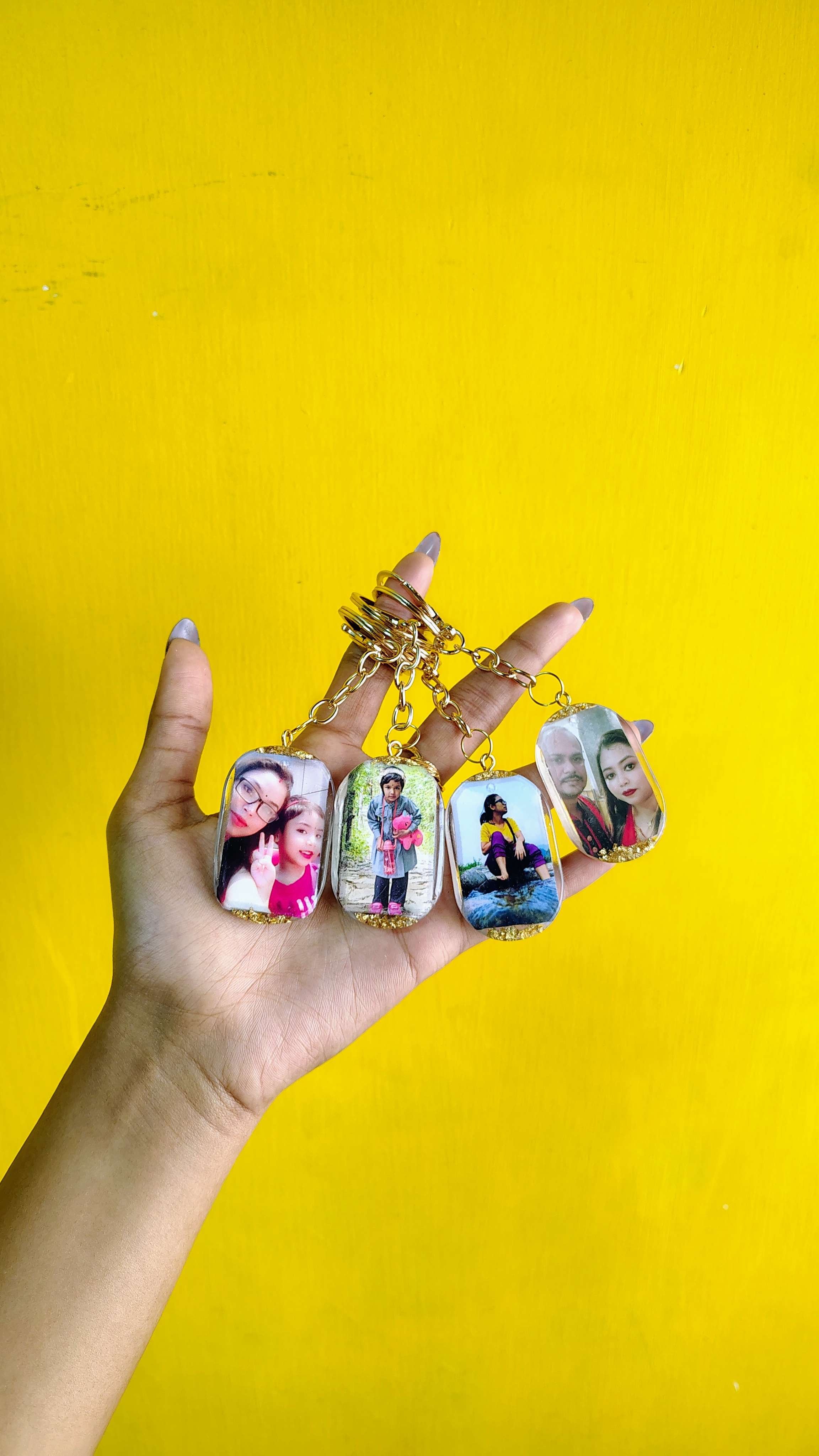 Double sided photo keychain