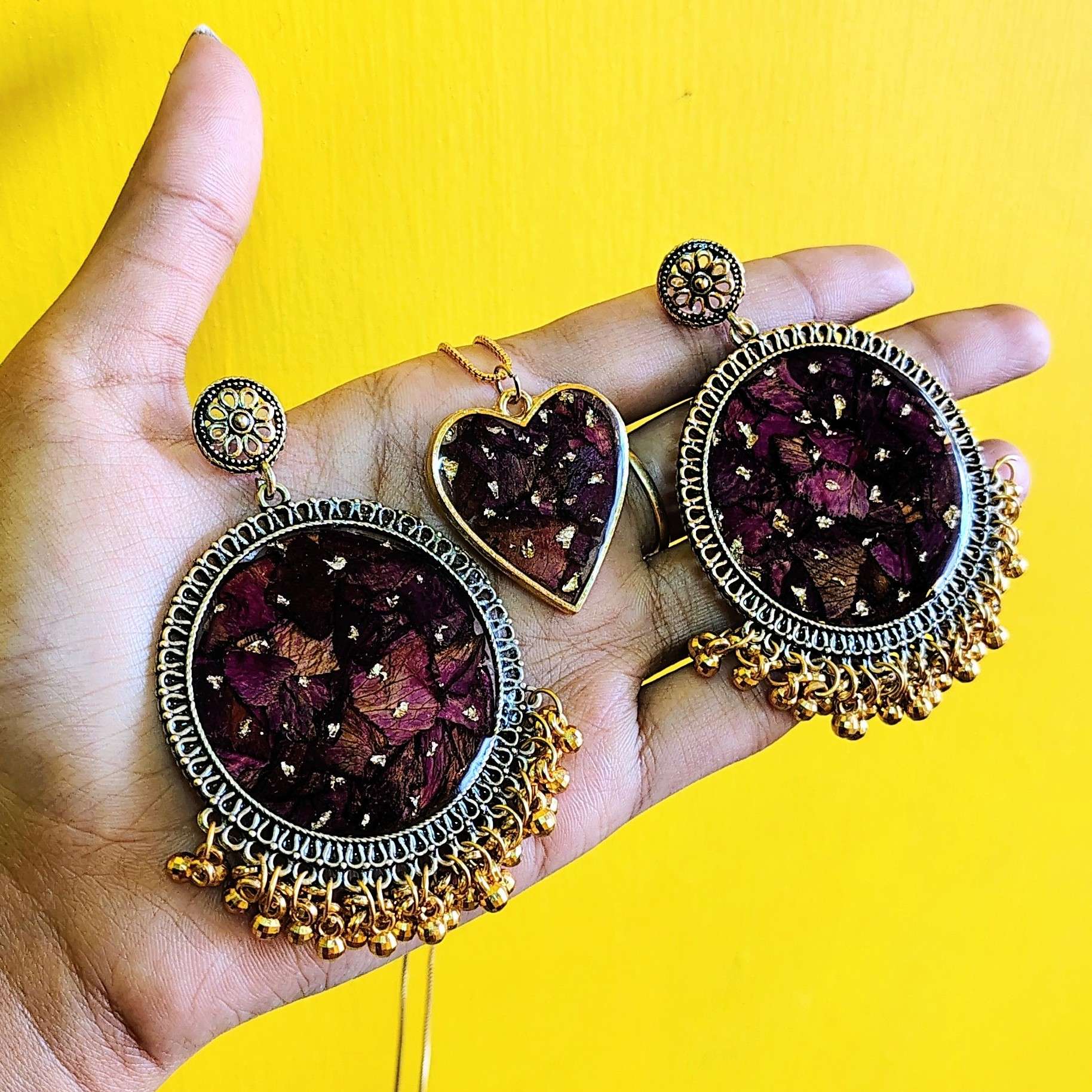 Rosé Jhumka Set 🌹✨