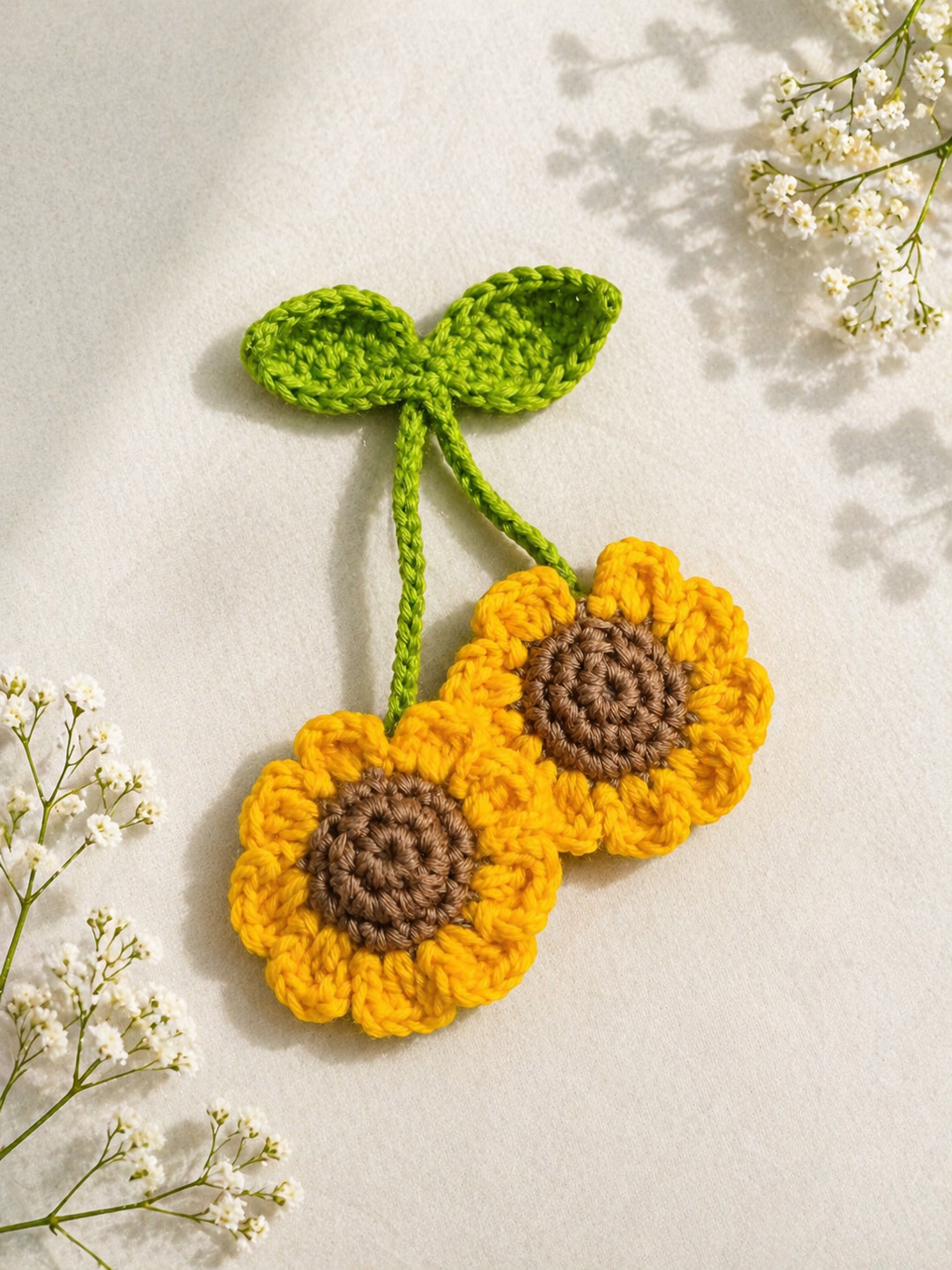 Sunflower crochet hair clip