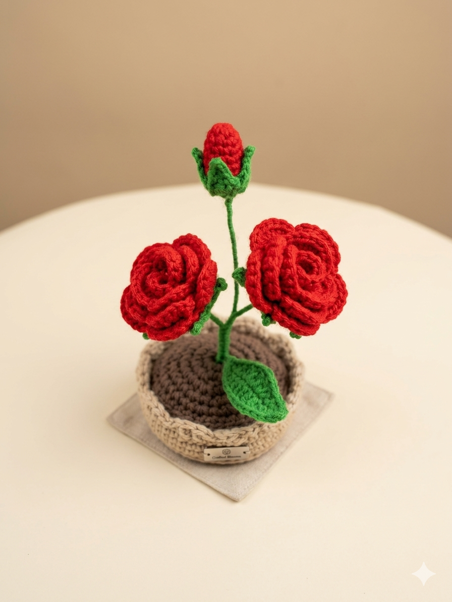 🌺Crochet rose flower pots ✨🌹