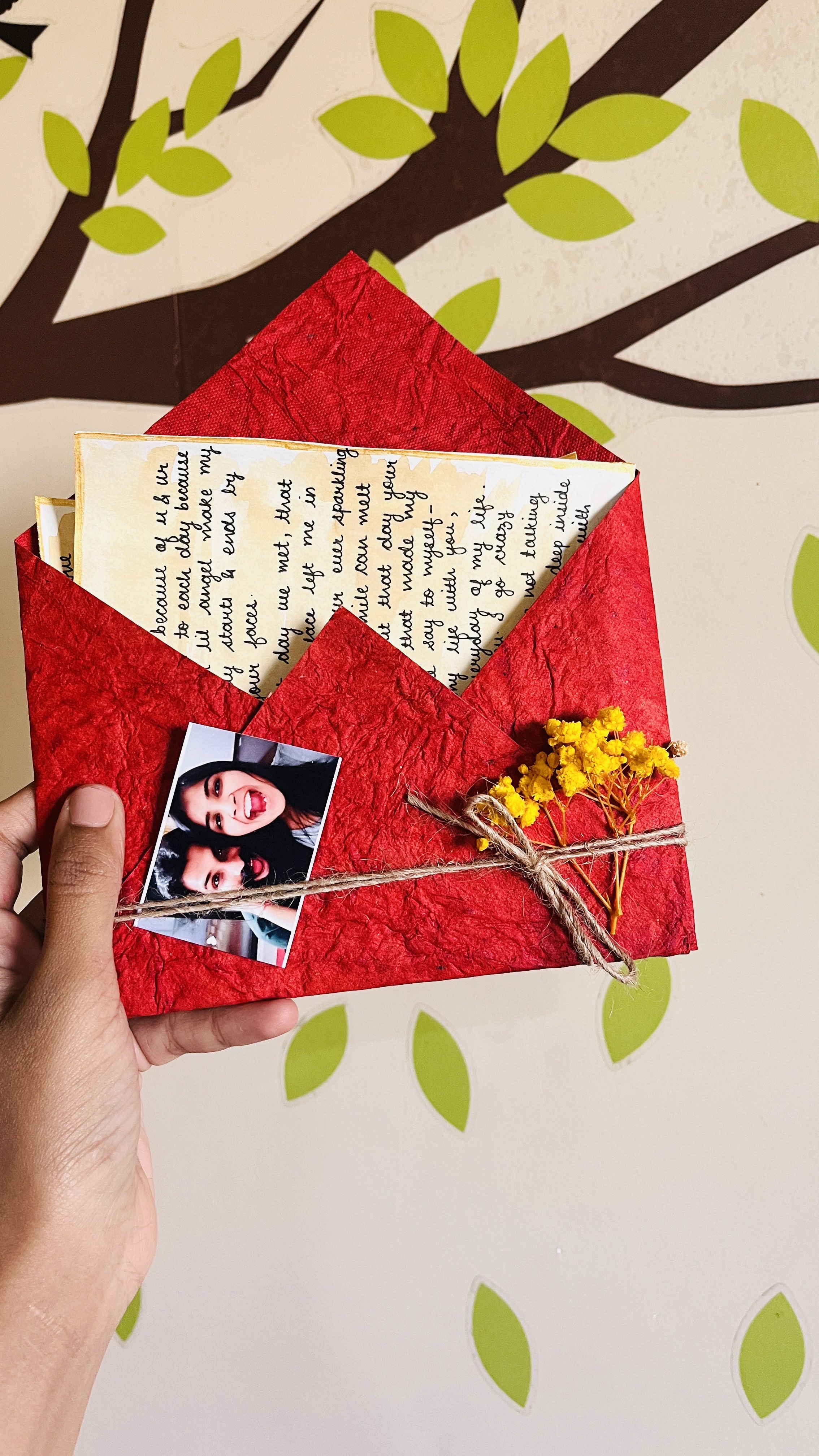 Vintage letters wrapped in red handmade envelope image 2