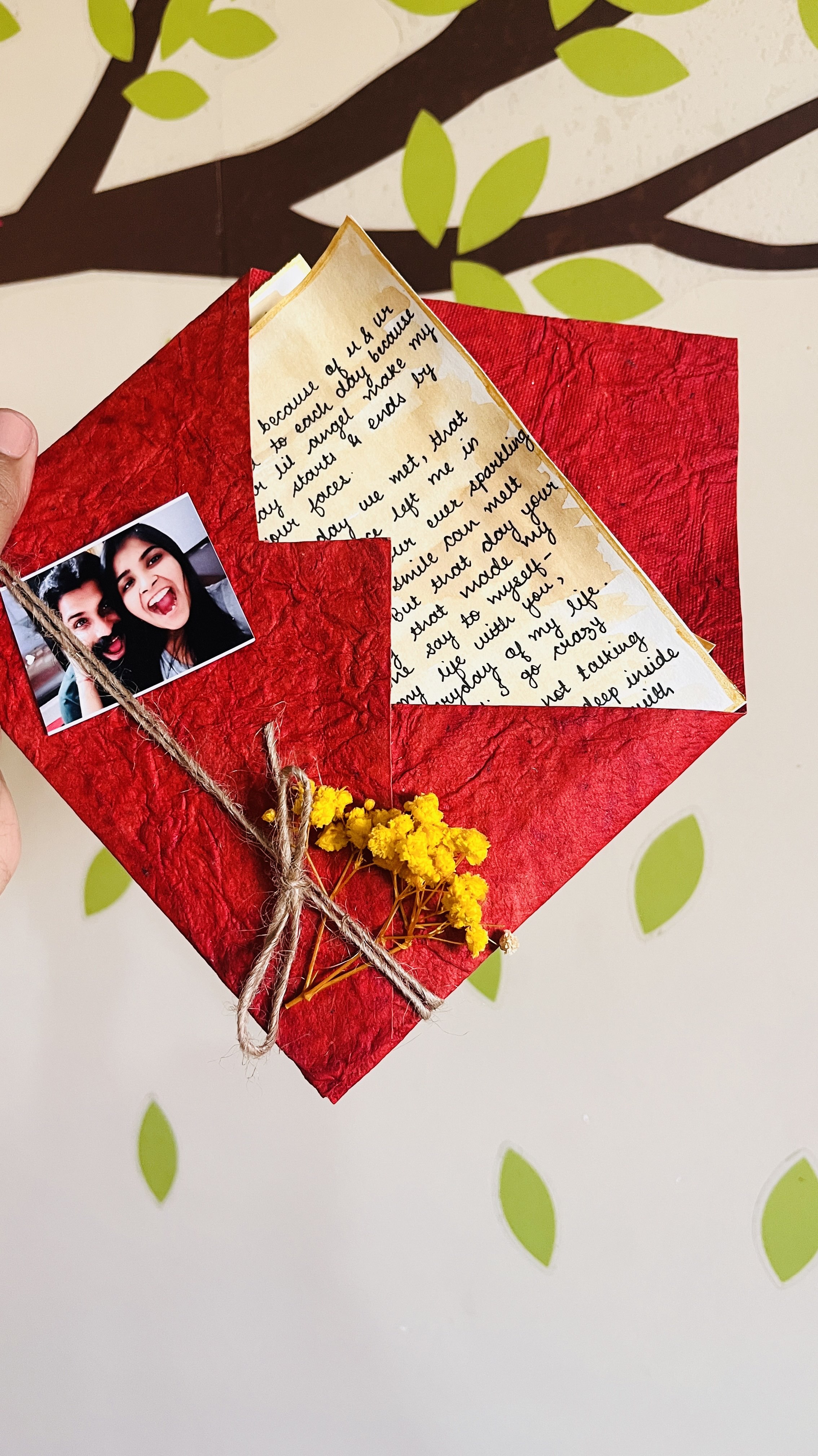 Vintage letters wrapped in red handmade envelope image 3
