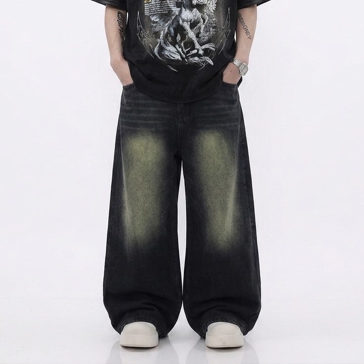 03 Vtg Green Unisex Baggy Fit Denim