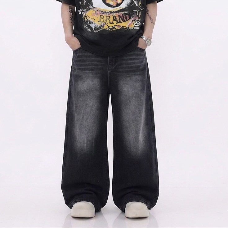 04 Vtg Black Unisex Baggy Fit Denim