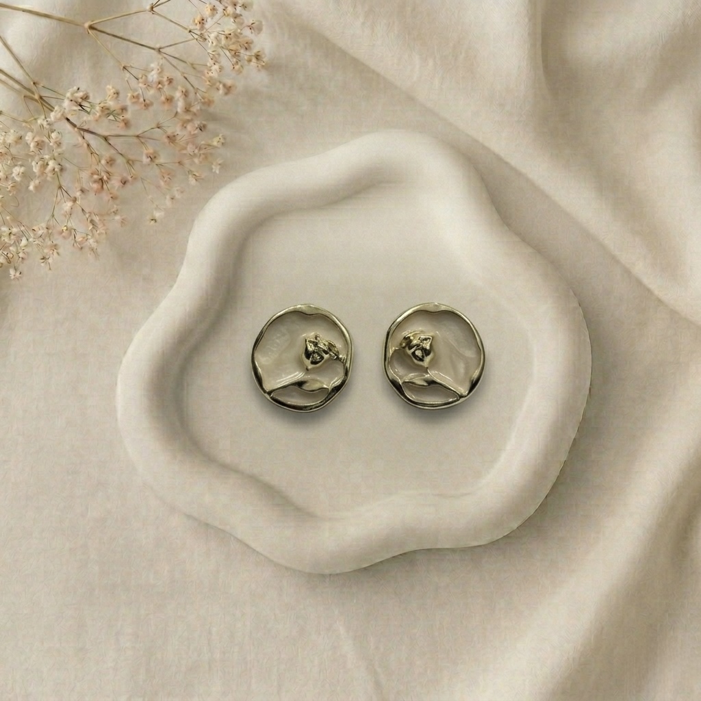 Gold Coin Stud Earrings