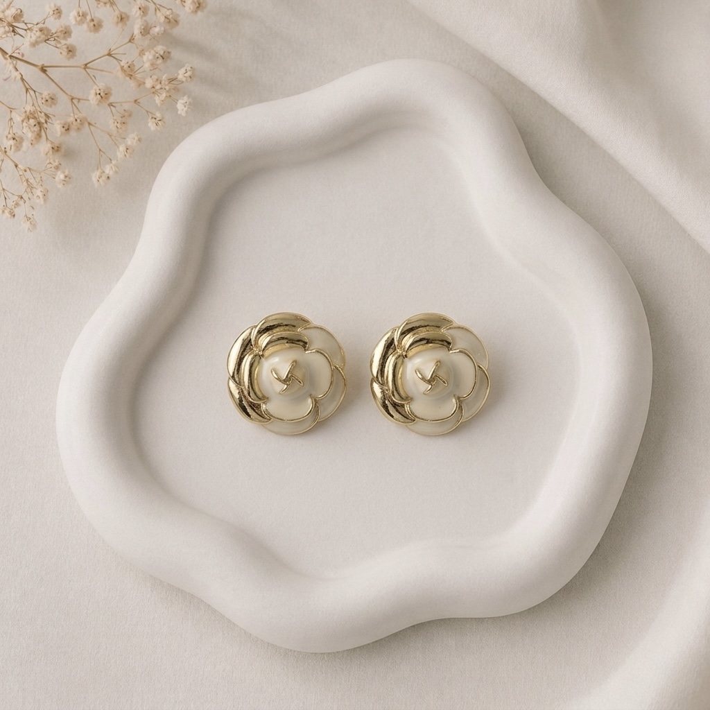 Gold Flower Stud Earrings