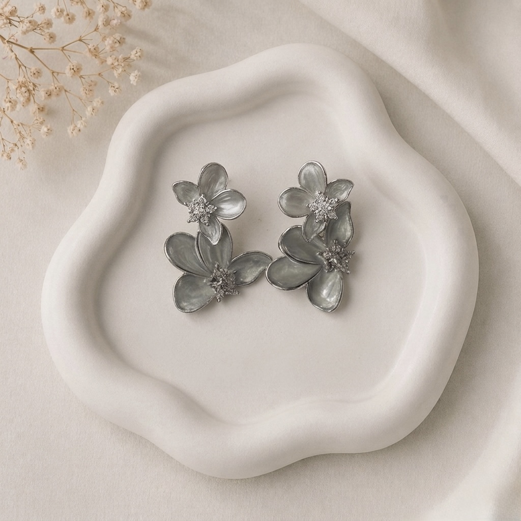 Silver Flower Earrings