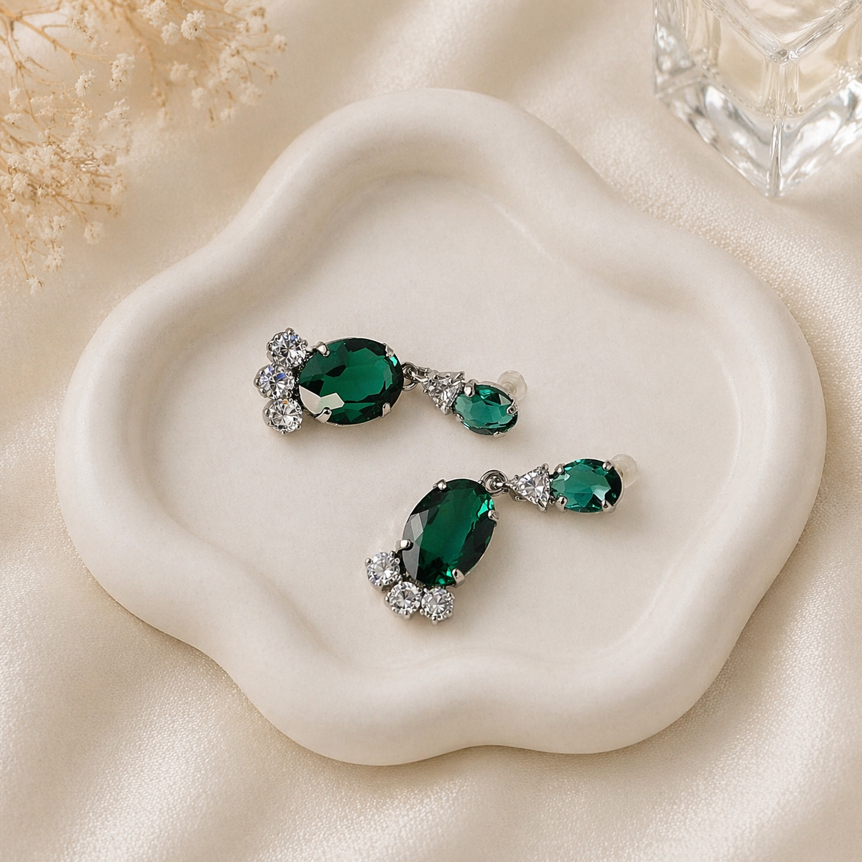Emerald Crystal Drop Earrings