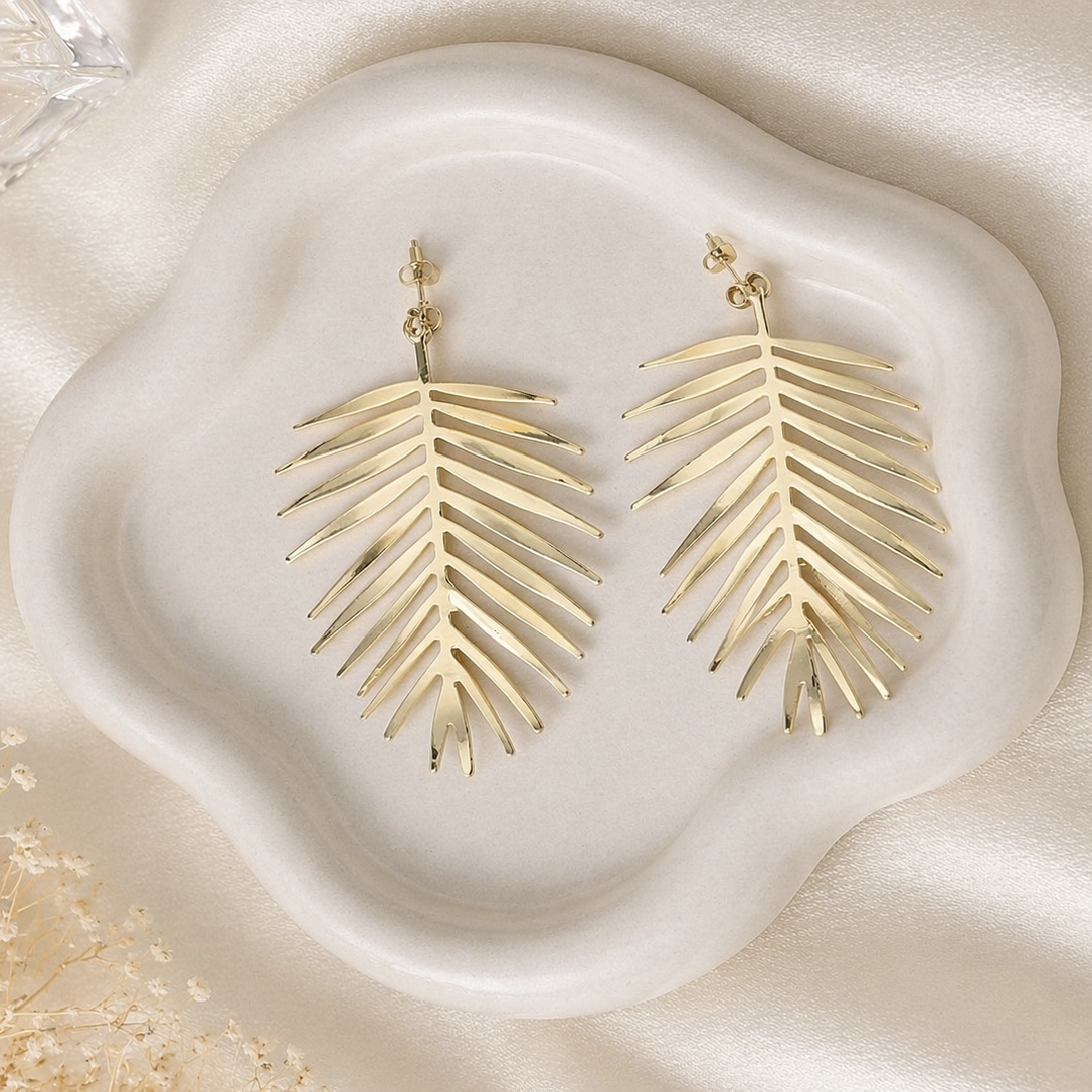 Gold Leaf Drop Earrings