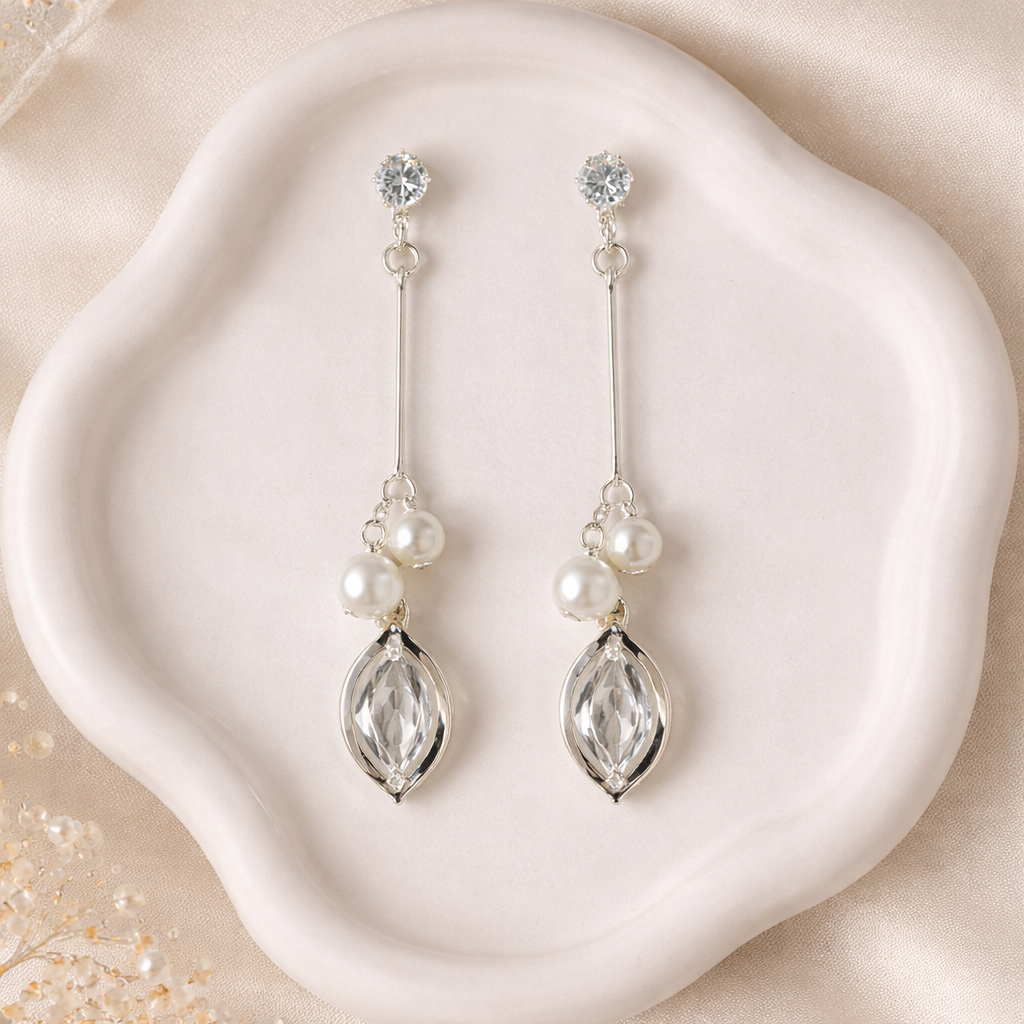 Crystal Pearl Drop Earrings