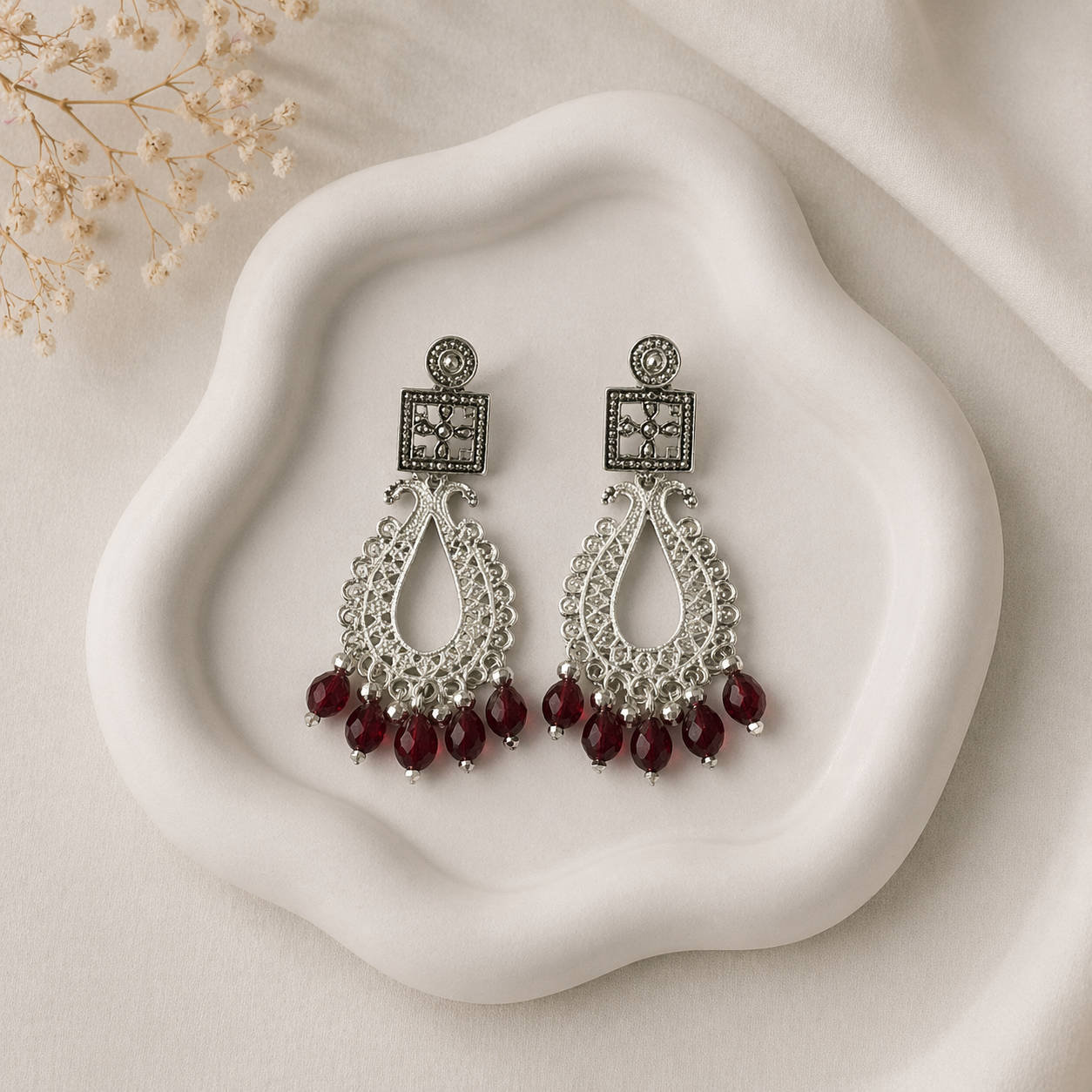 Silver Filigree Chandelier Earrings