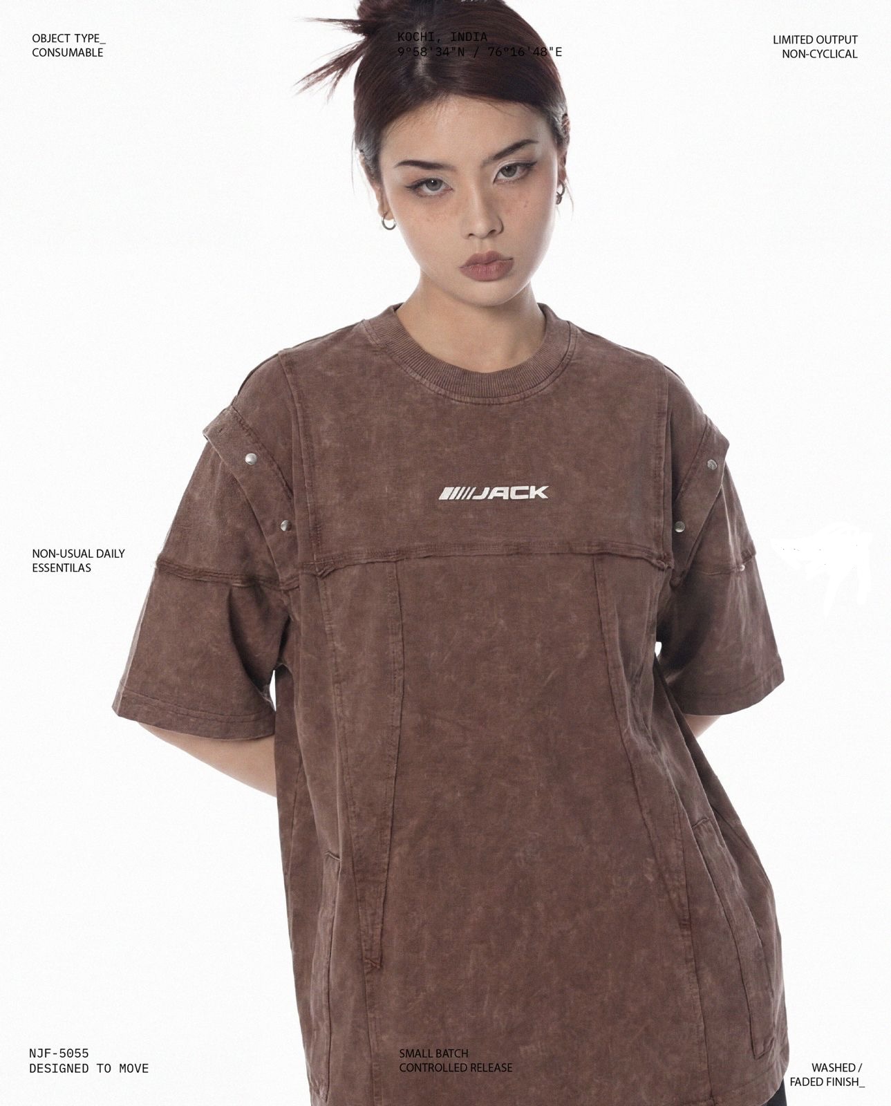 Brown- Designer Acid Washed Unisex Oversized Tee Shirt