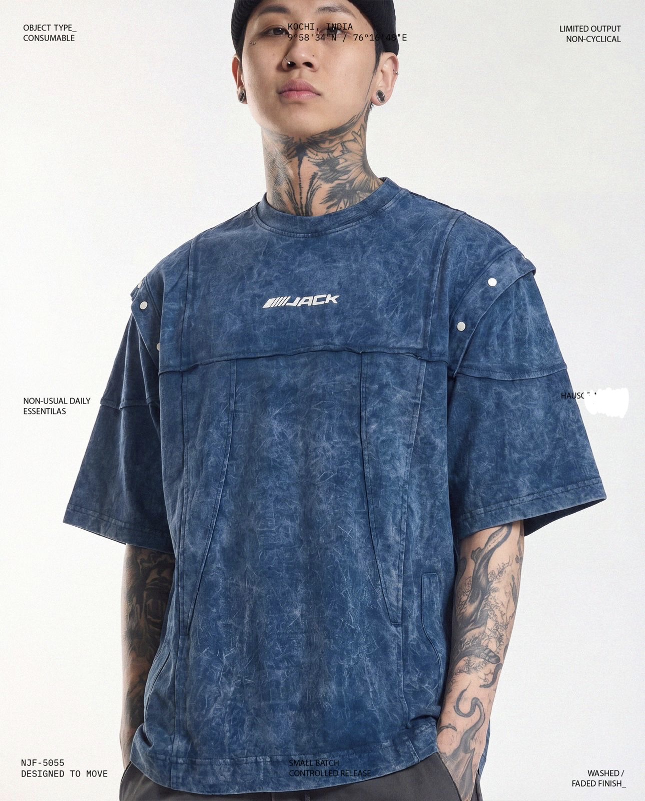 Blue- Designer Acid Washed Unisex Oversized Tee Shirt