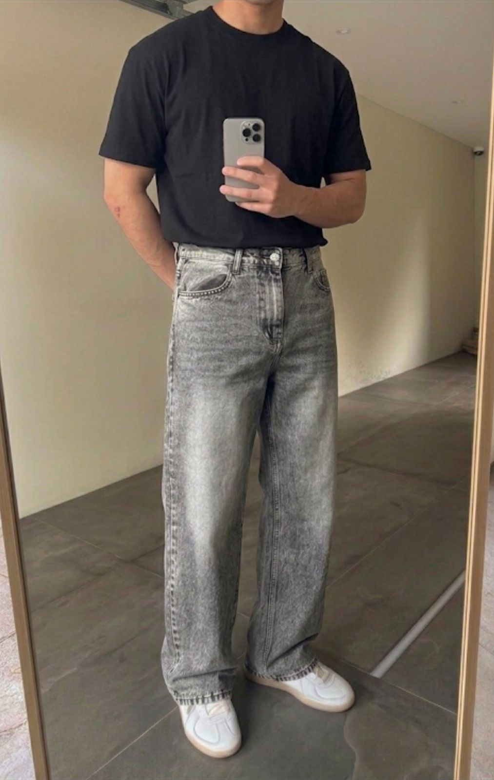 Gray Wash Straight Fit Denim