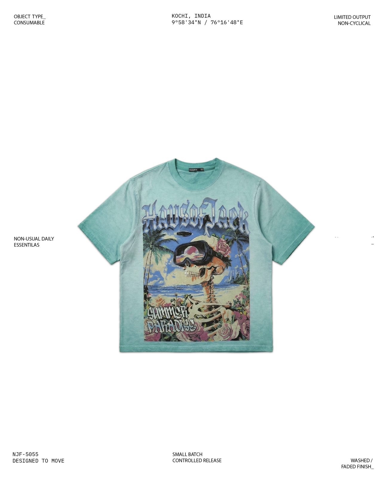 Graphic Oversized Unisex Tee- Seafoam Green