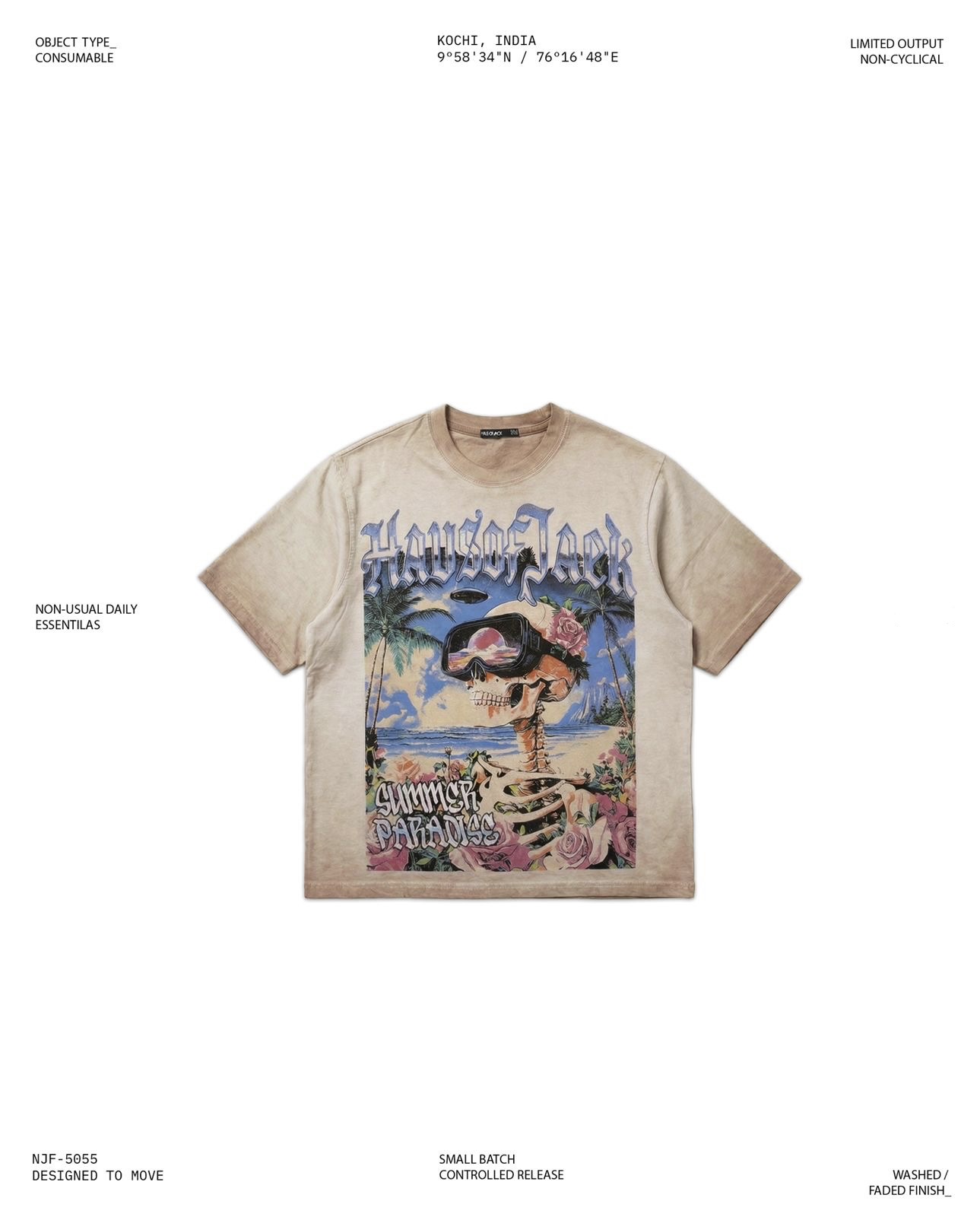 Graphic Oversized Unisex Tee- Sand Faded
