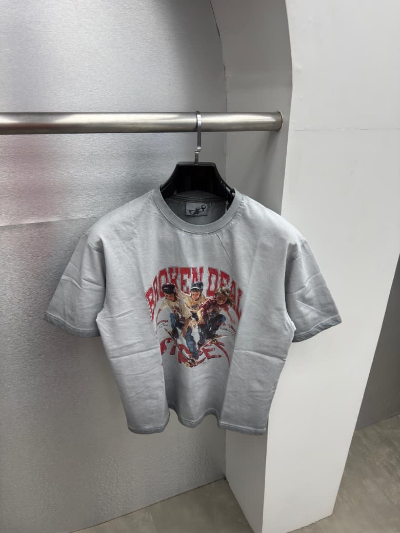 Grey Wash Graphic Unisex Oversized Tee