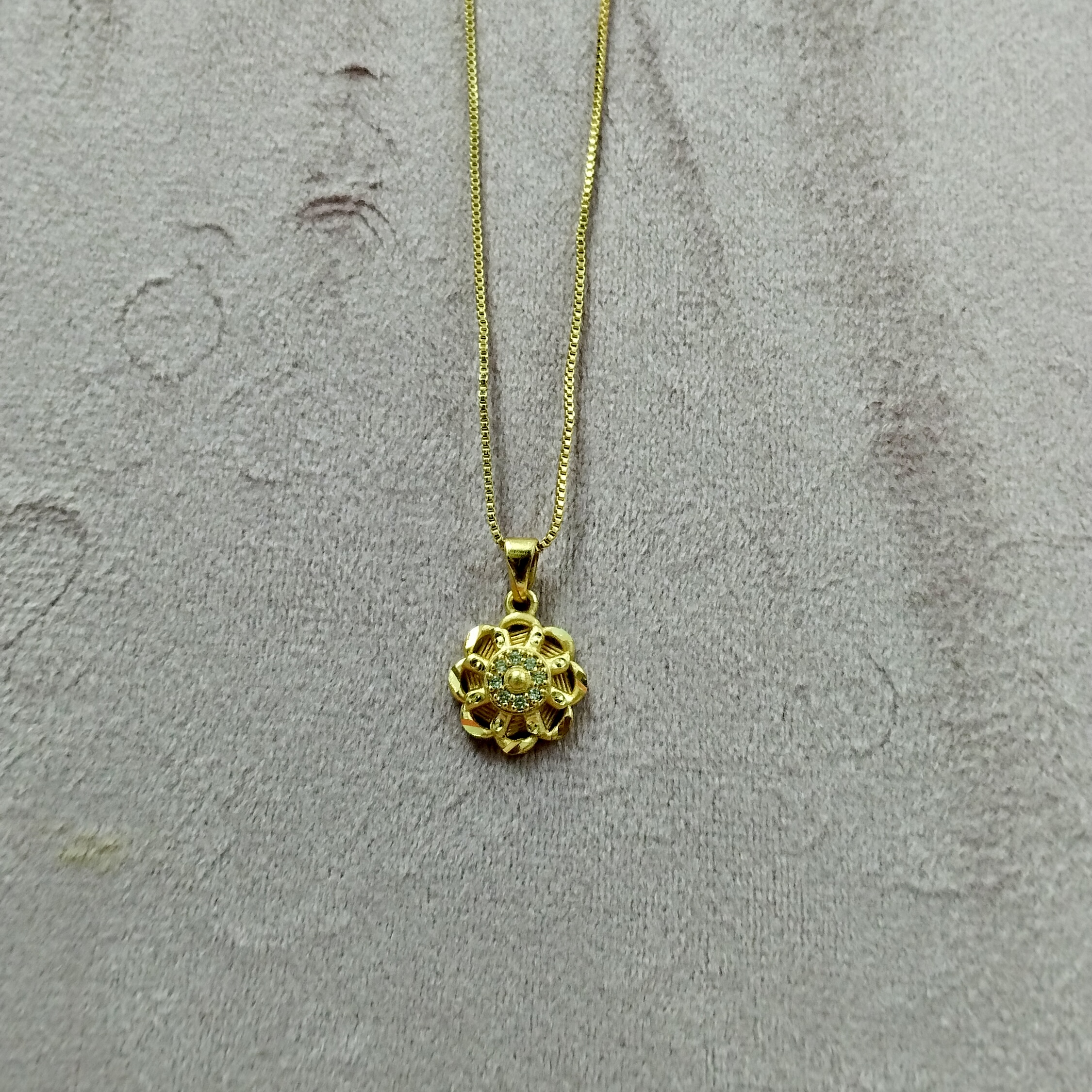 Gold Lotus Pendant Necklace