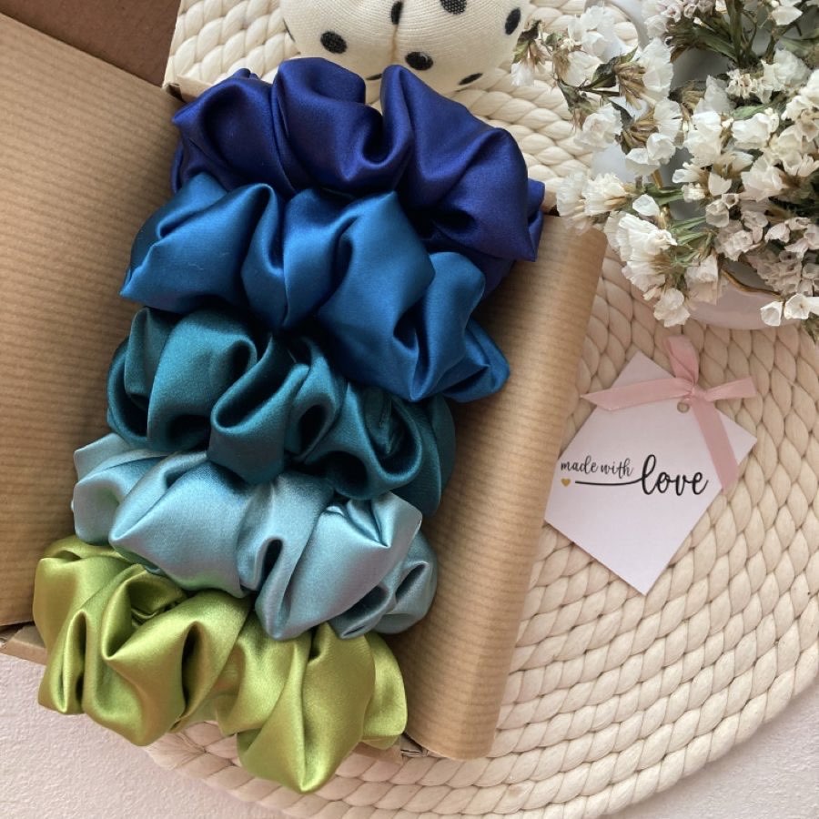 Fluffy satin scrunchies