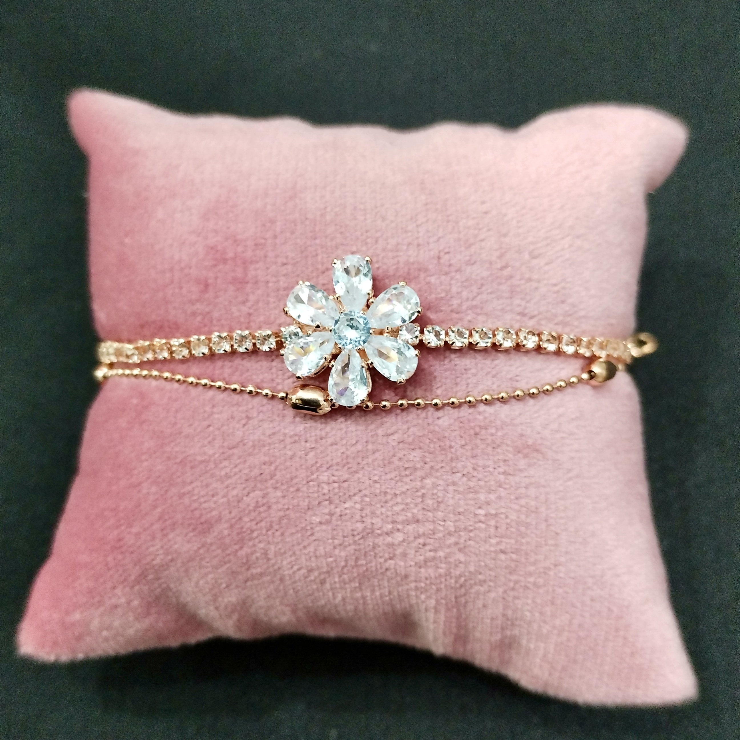 Crystal Flower Gold Bracelet