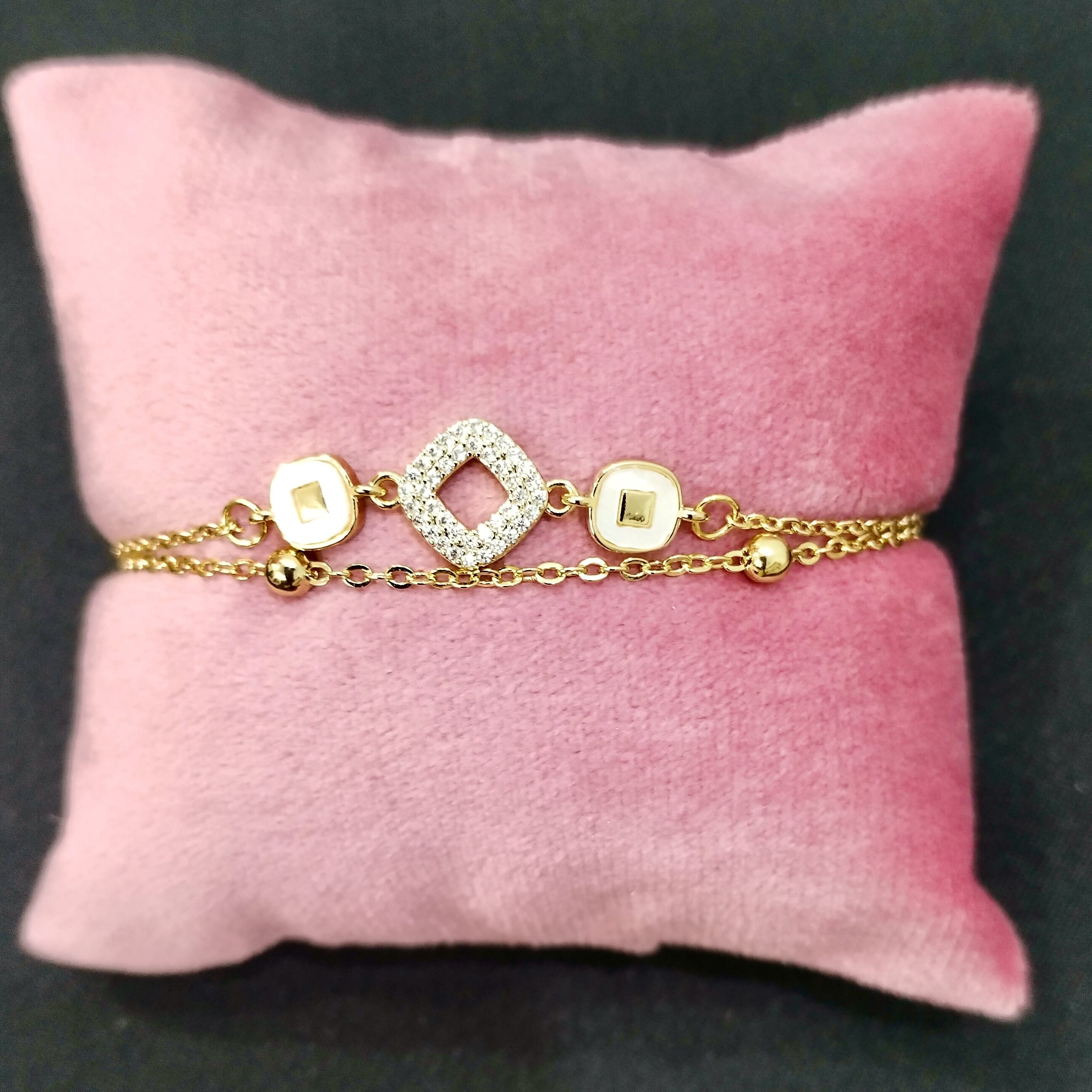 Gold Crystal Square Bracelet