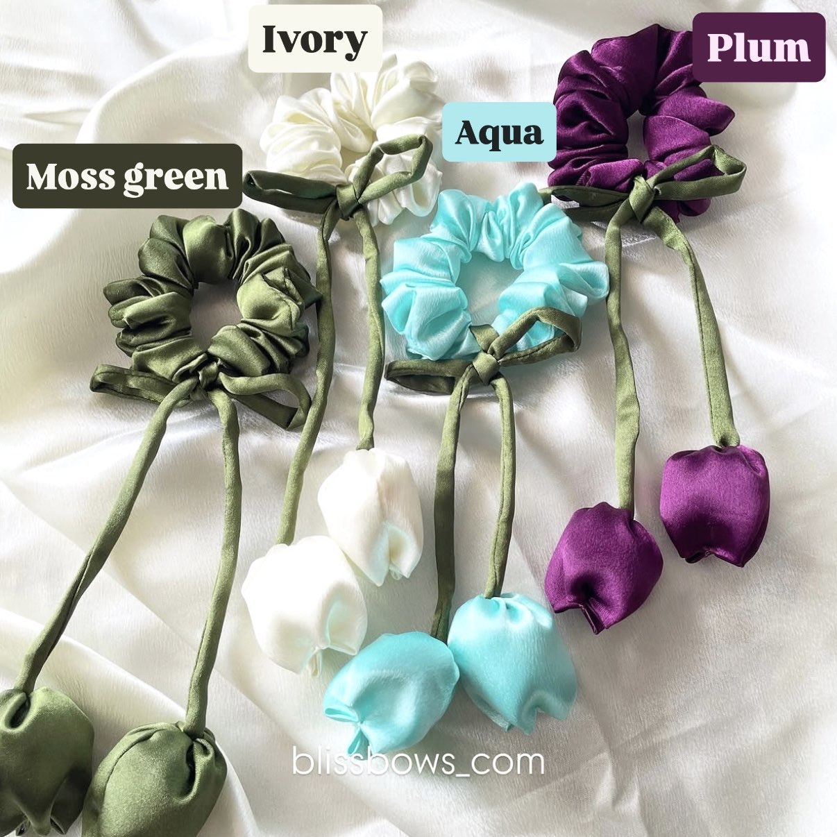 Satin tulip scrunchies