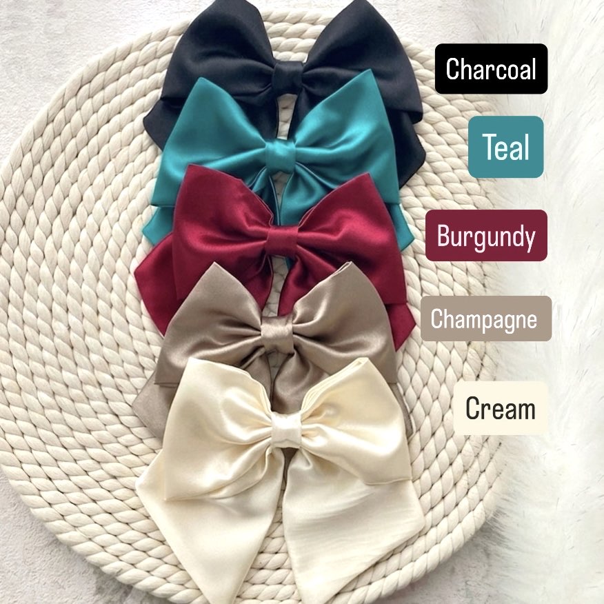 Satin bow clips