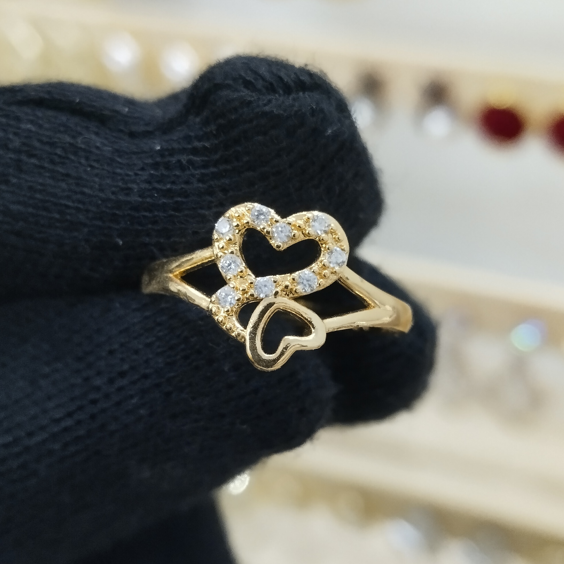 Gold Heart Crystal Ring