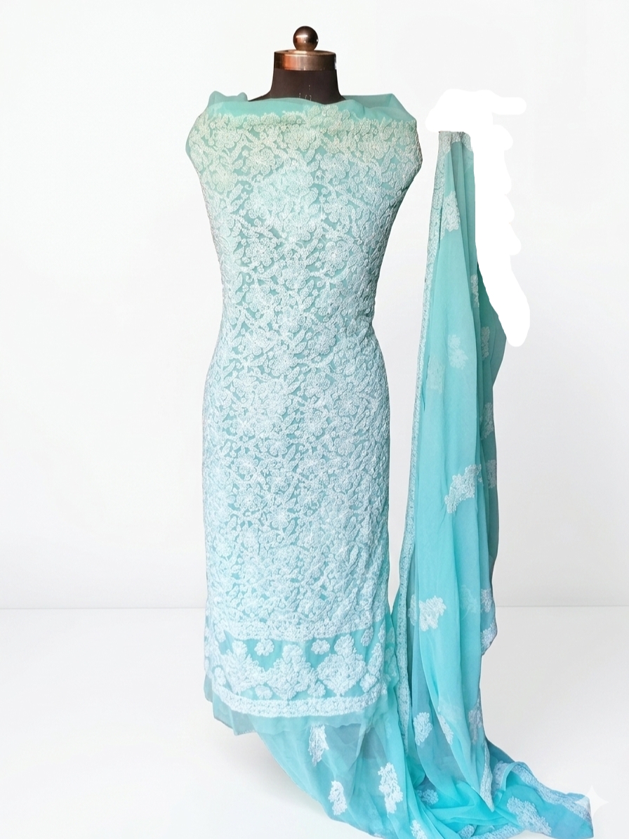 Chiffon 3 peice firozi