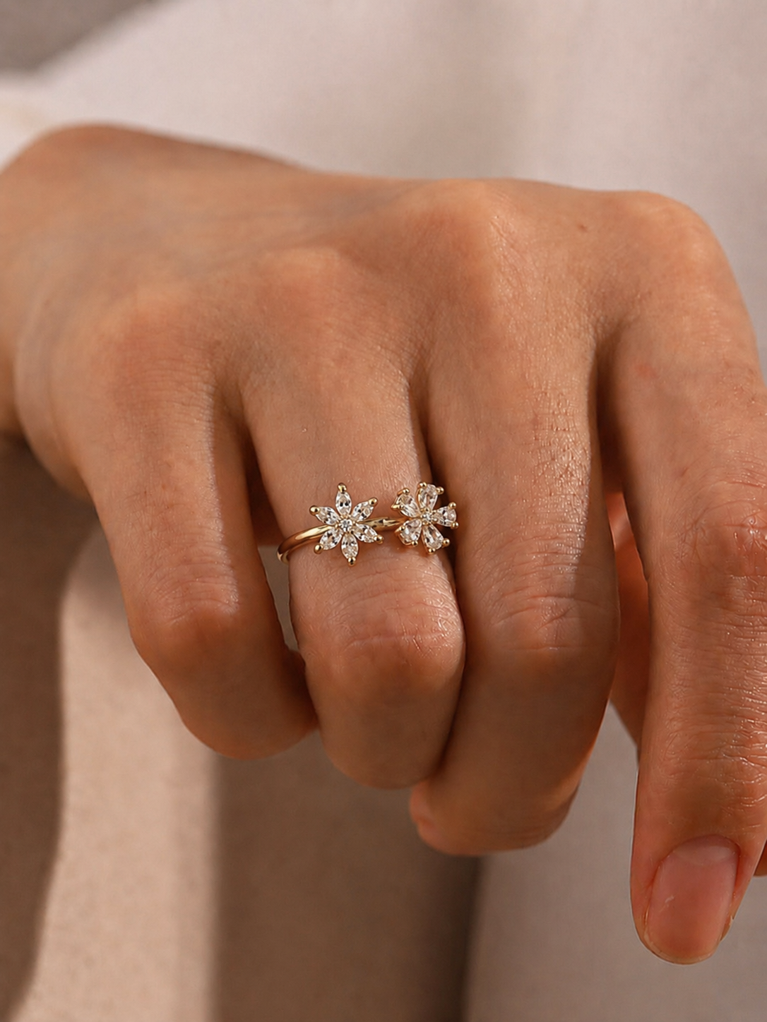 Twin Blossom Spark Ring