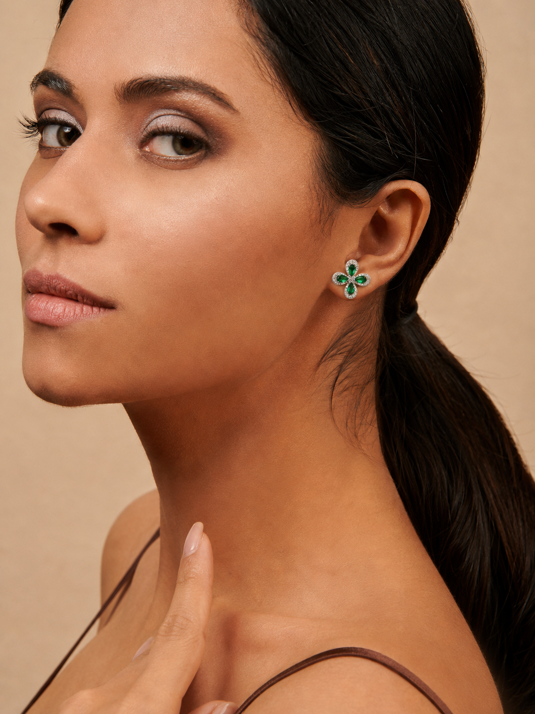 Emerald Petal Studs image 2
