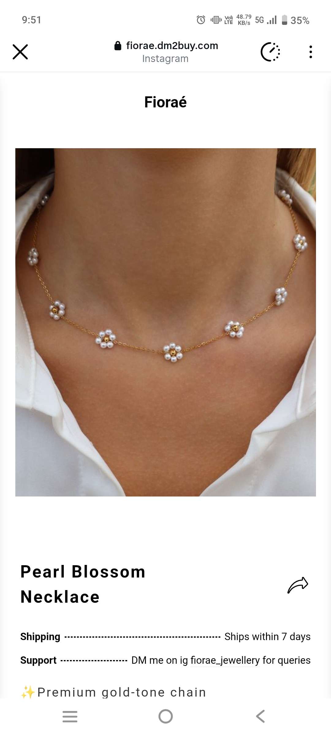 Daisy Pearl Necklace