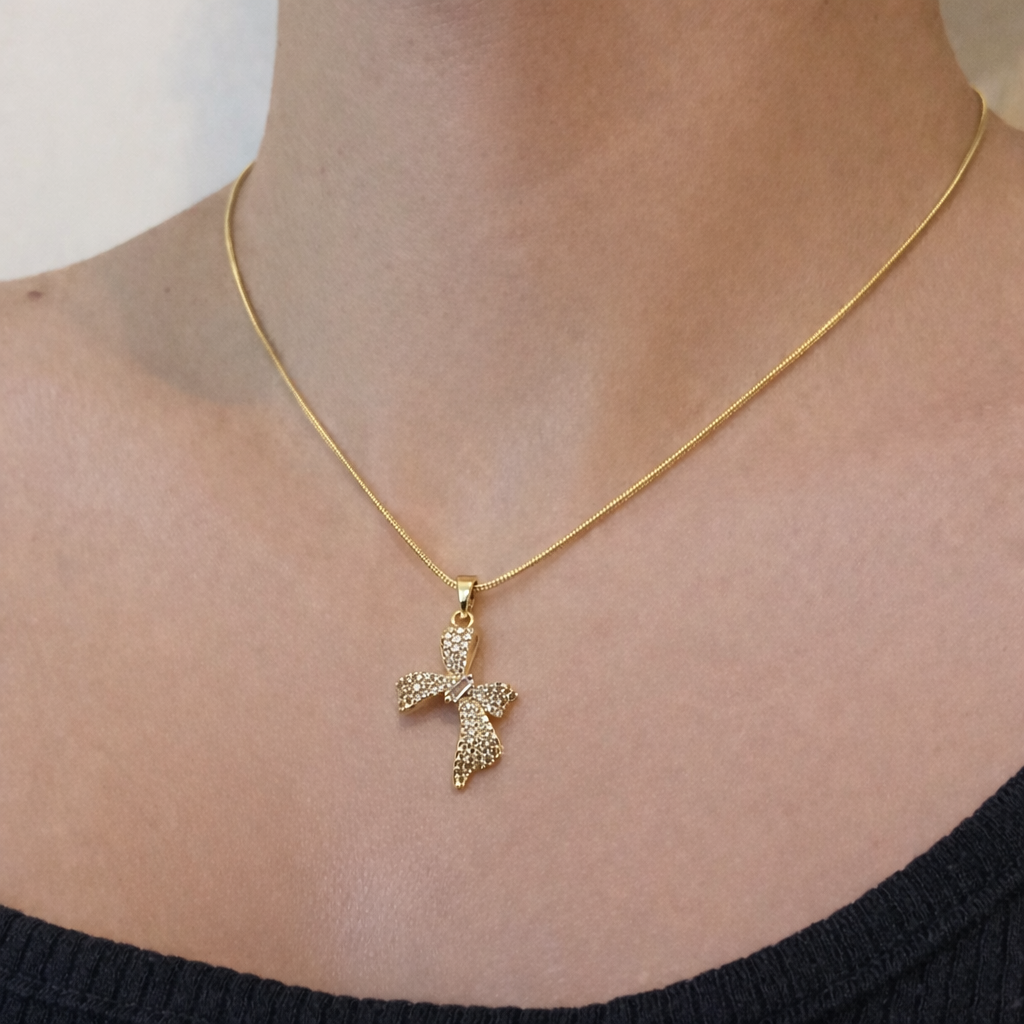 Golden Grace Bow Necklace