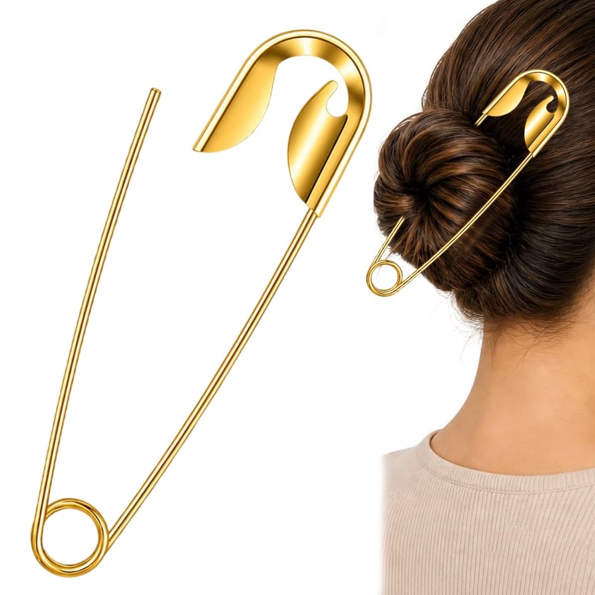 Viral hair tie (Gold) safety pin style