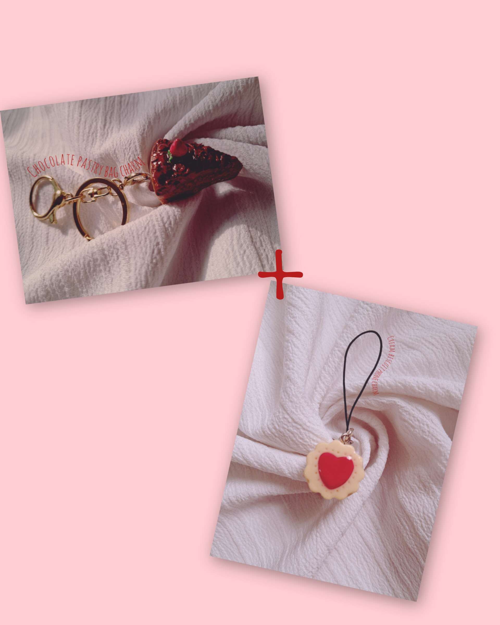 1 chocolate pastry bag charm +Love-Filled cream biscuit phone charm