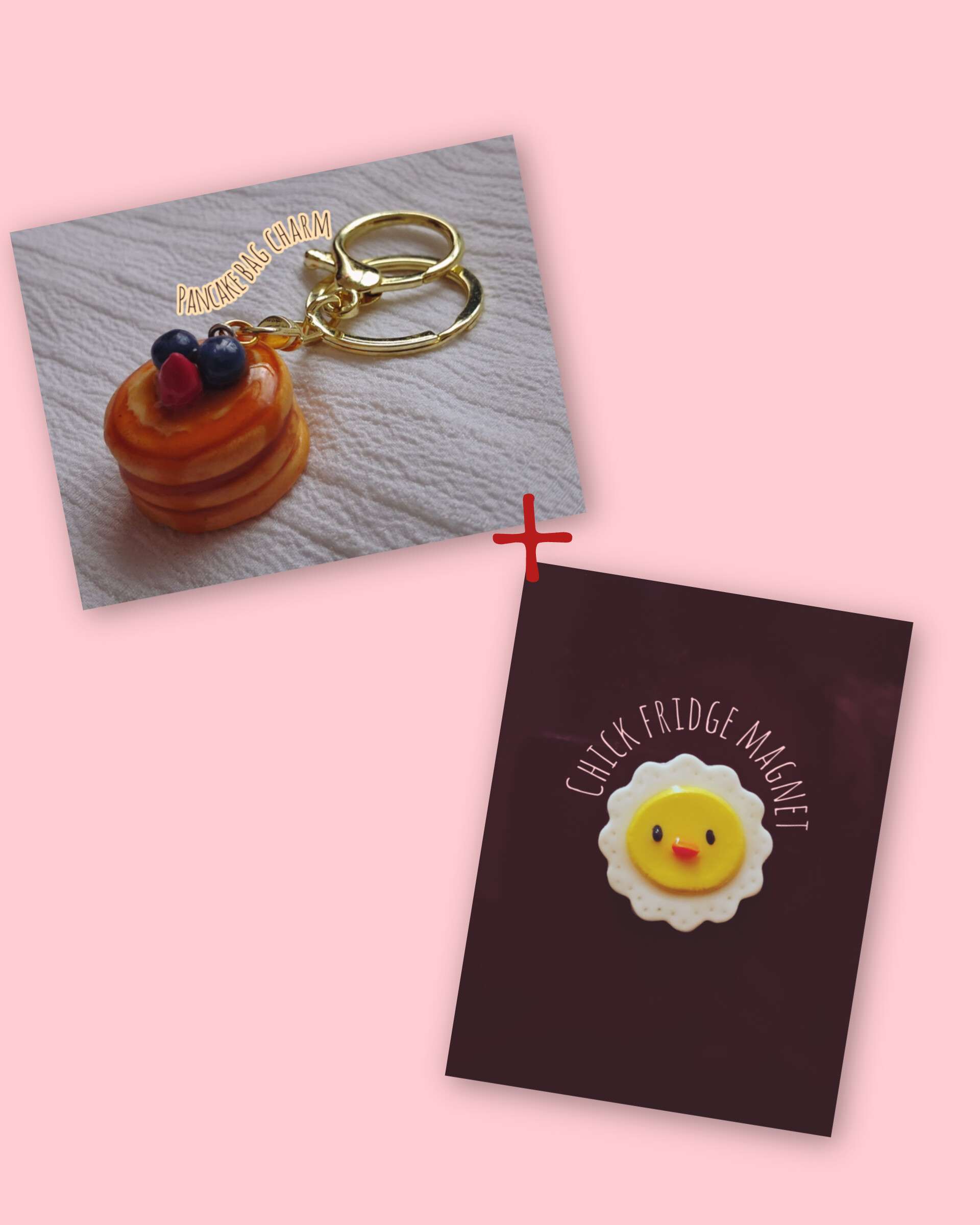 1 pancake bag charm +1 chick fridge magnet