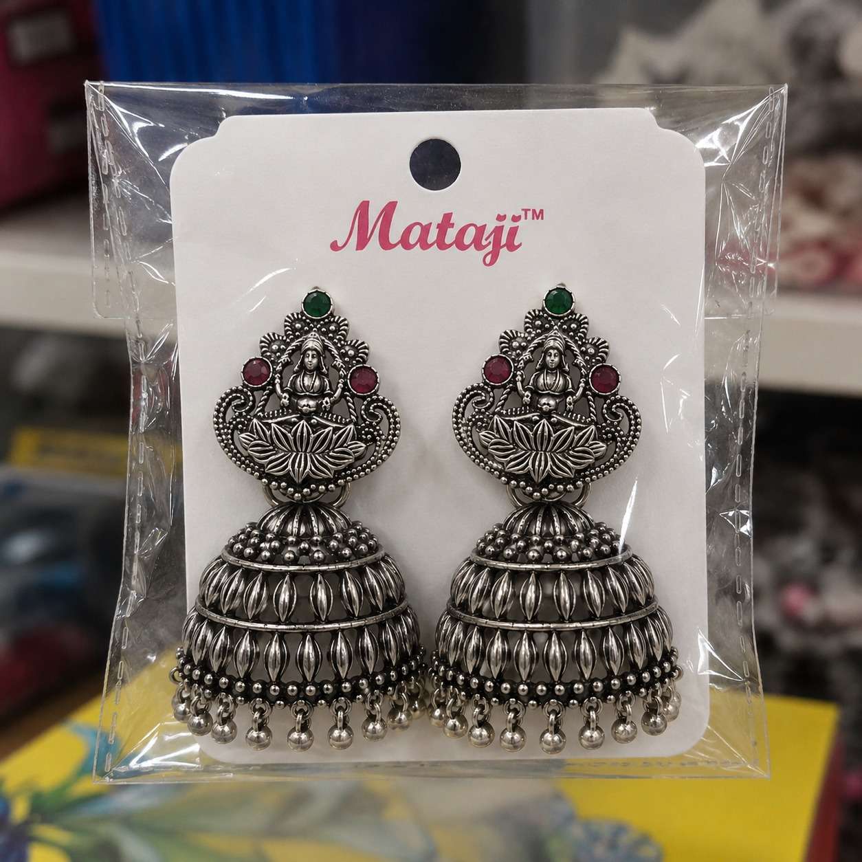 Lakshmi Oxidised Silver Jhumka Earrings