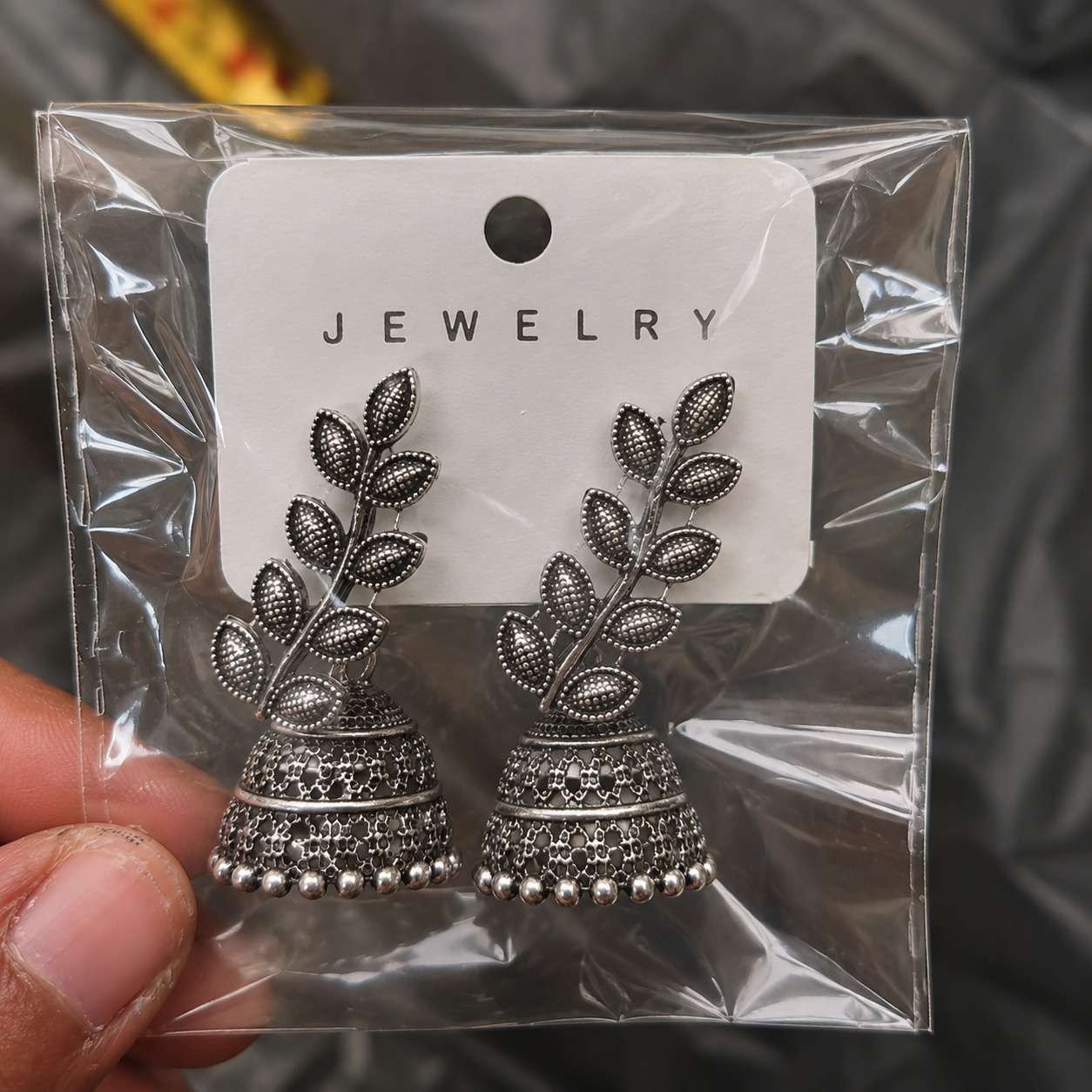 Vintage Oxidized Leaf Jhumkas