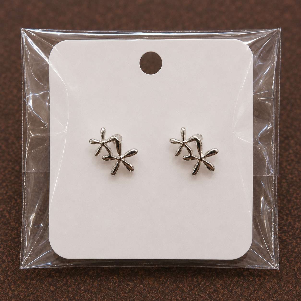 Minimalist Floral Silver Stud Earrings