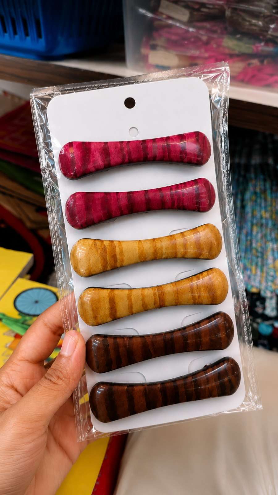 Wood Finish Hair Clip Set