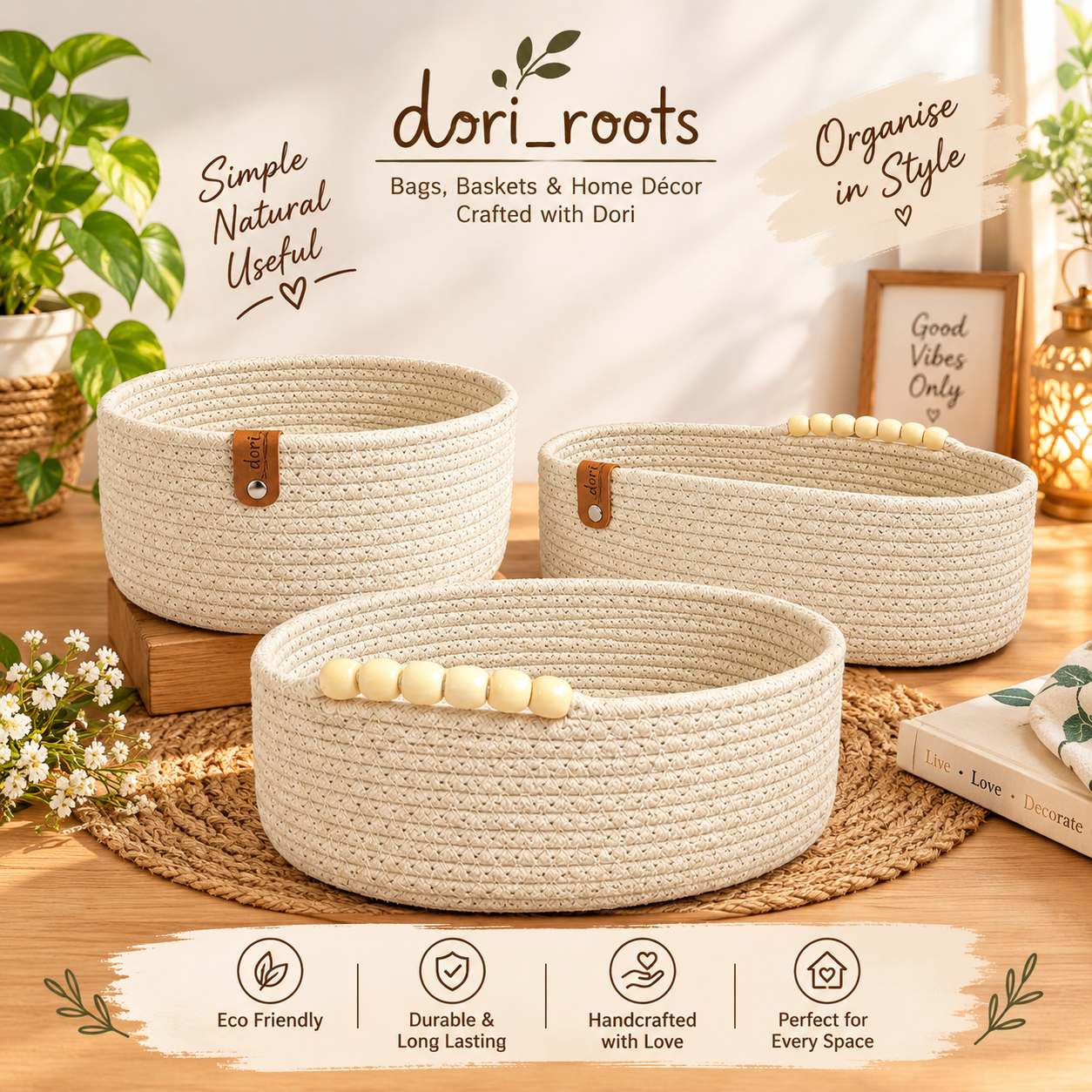 Beads Off-white Basket