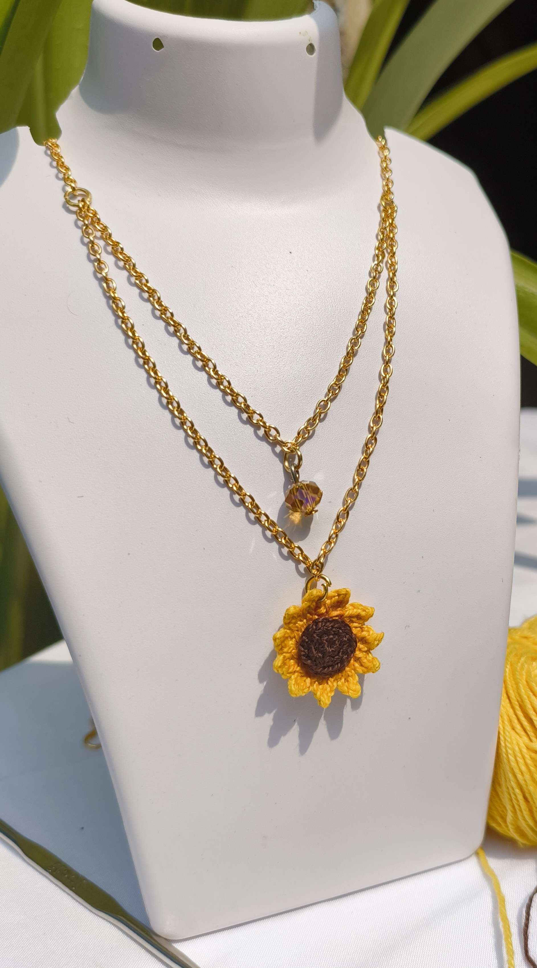 Sunflower 2 layer chain necklace
