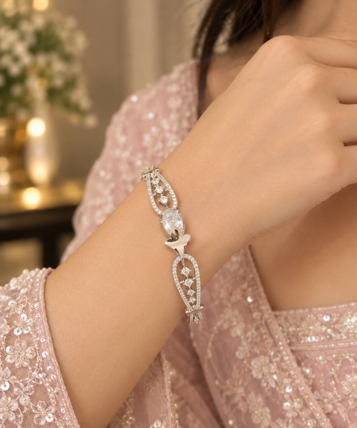 Elegant Butterfly AD Crystal Bracelet for Women