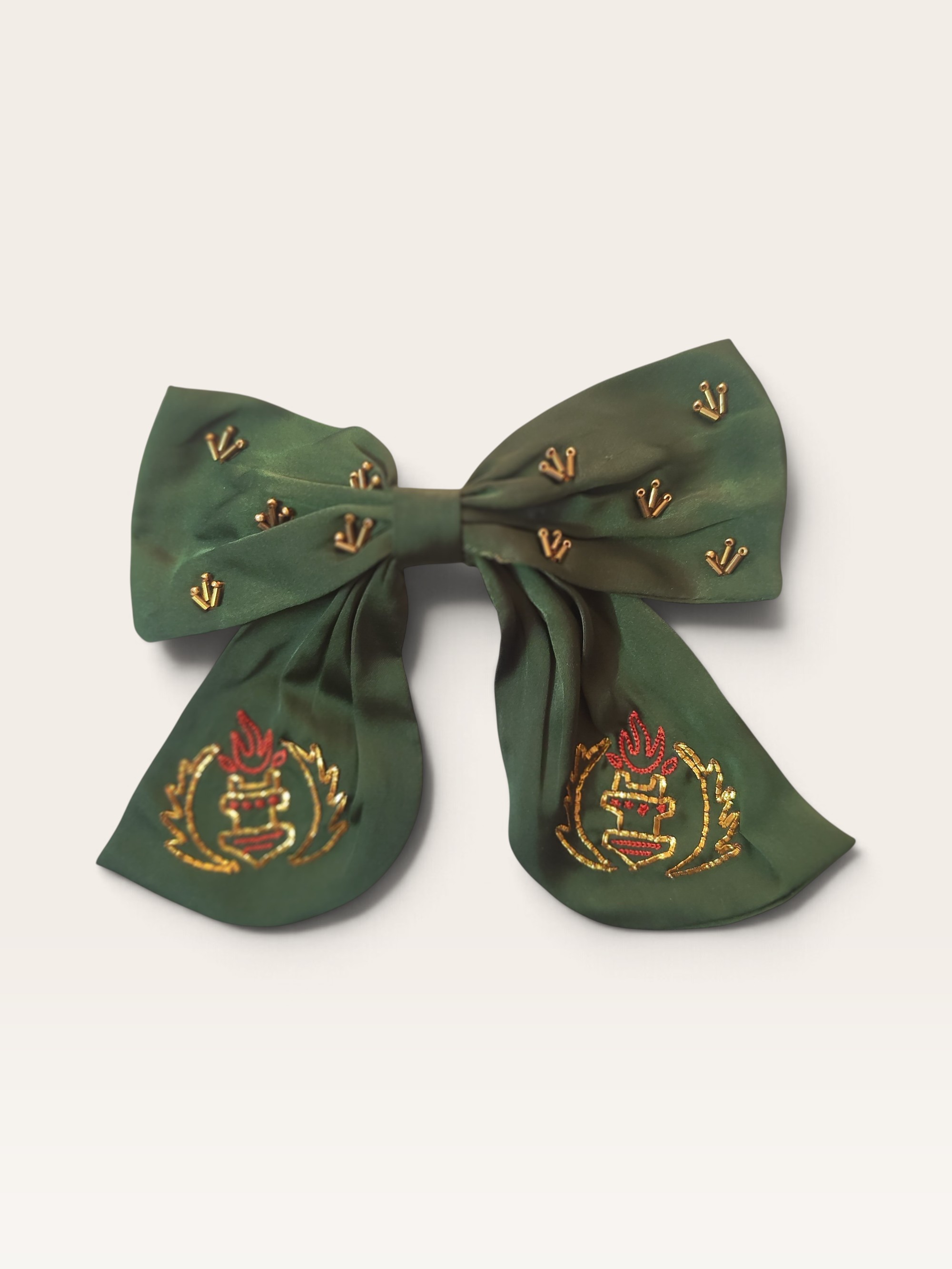 Silky green vintage bow clip