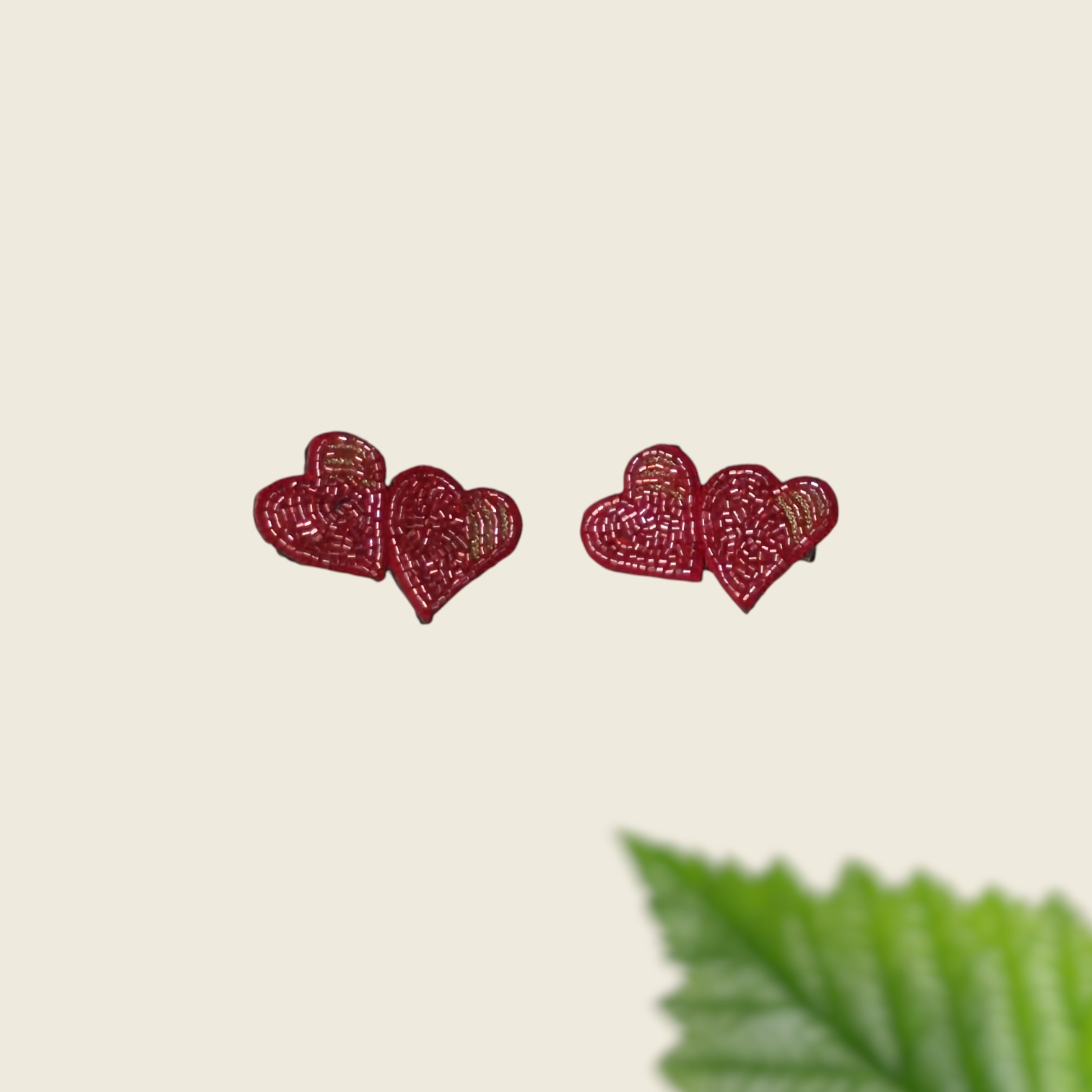 Handcrafted Red dual heart hair clip