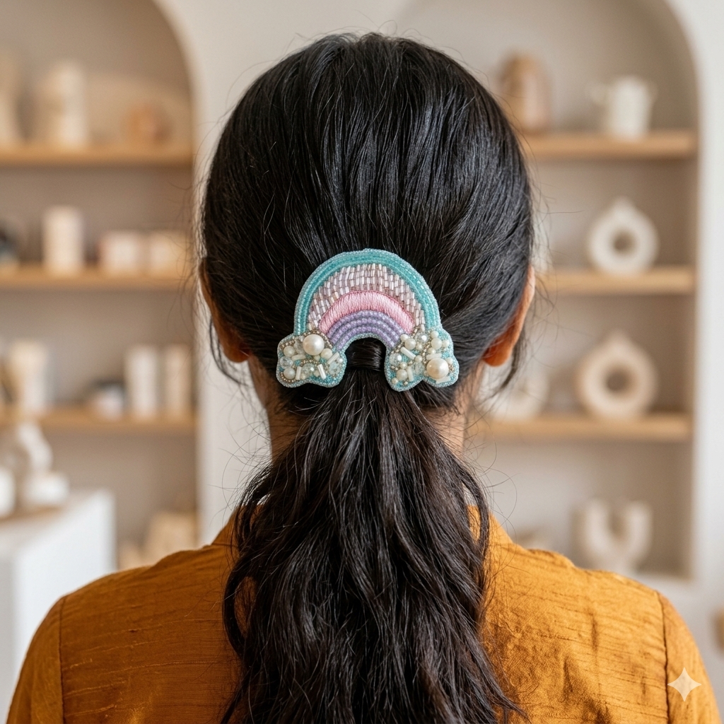 Dreamy rainbow hair clip