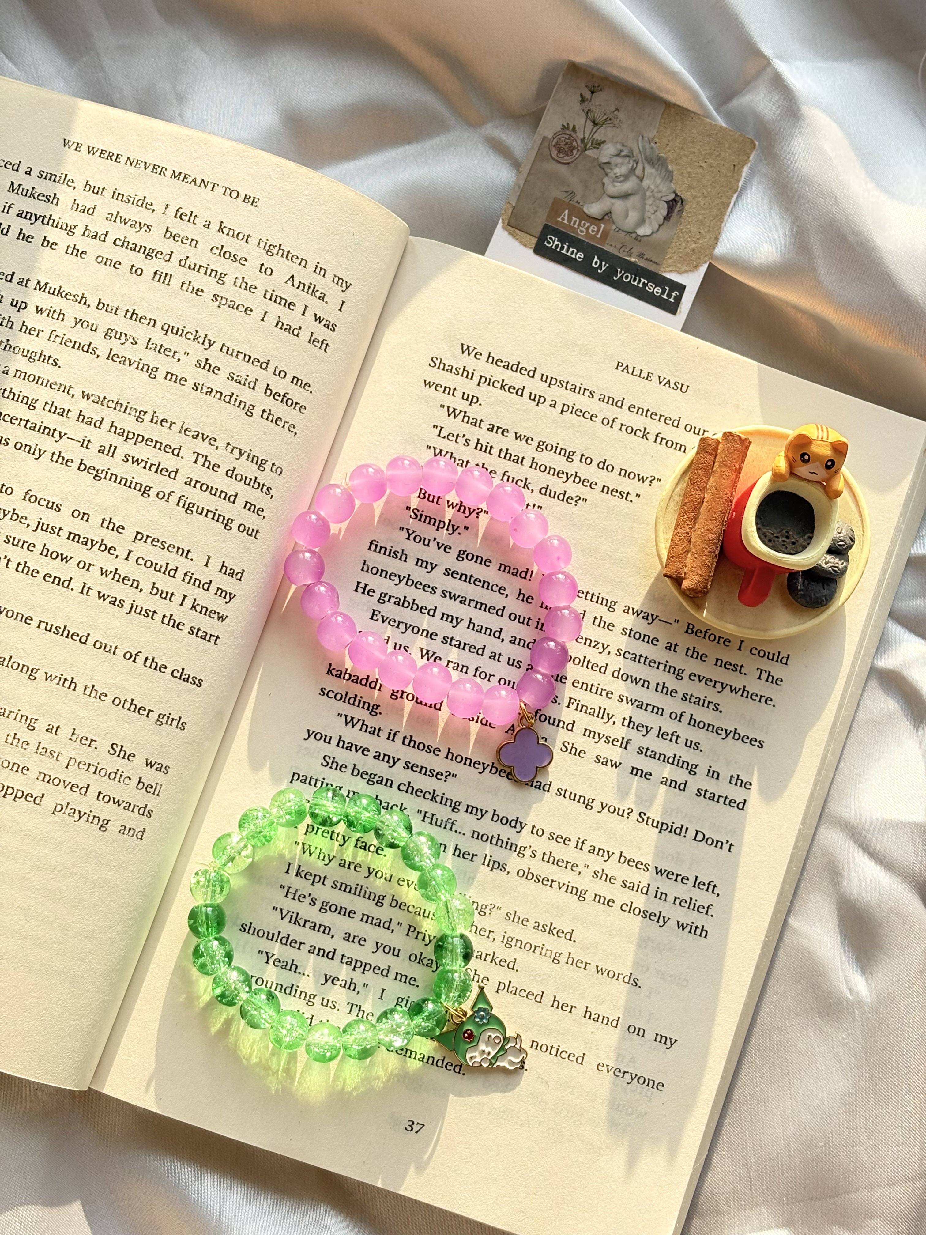 purple and crystal green bracelet (pack of 2)